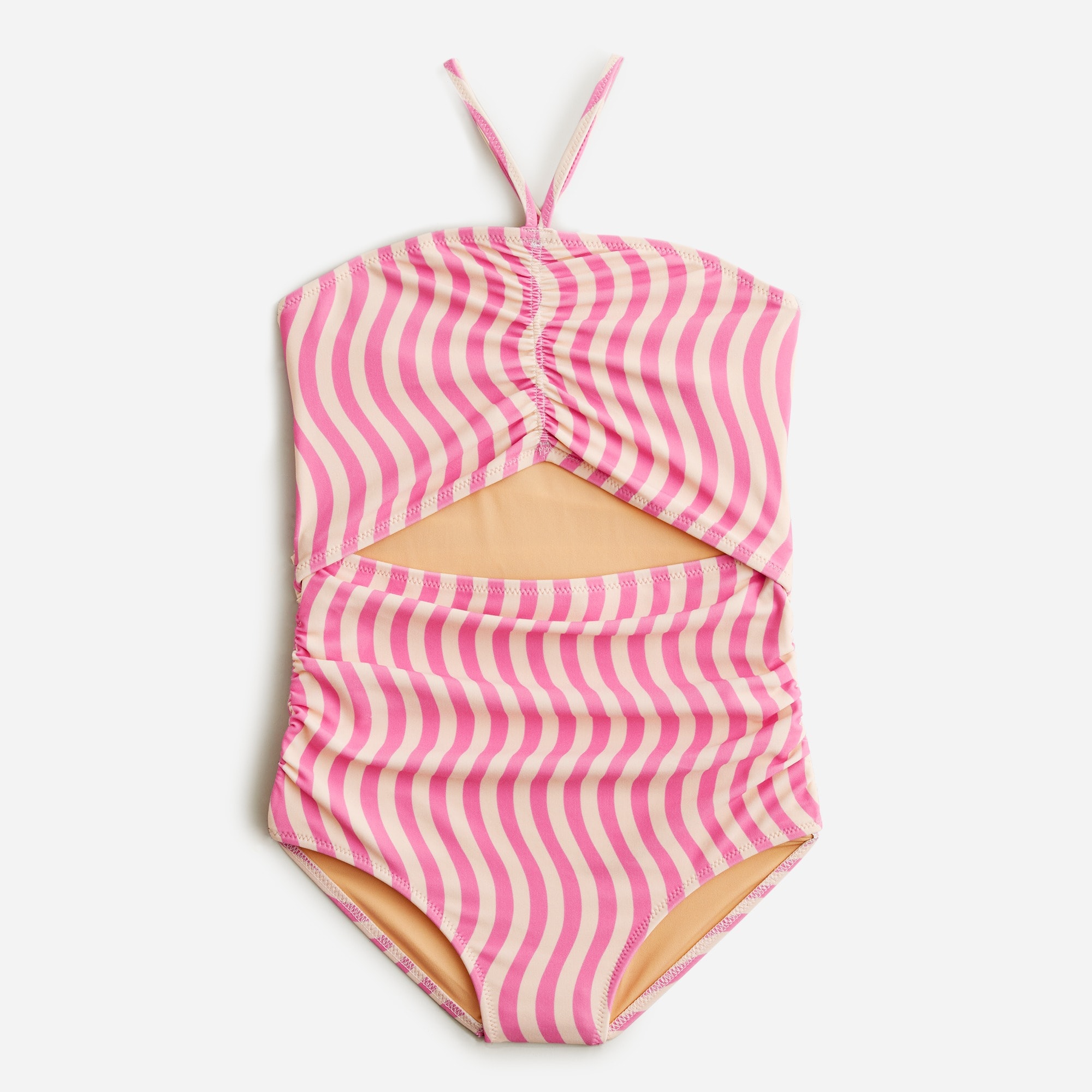  Girls' ruched one-piece swimsuit with UPF 50+