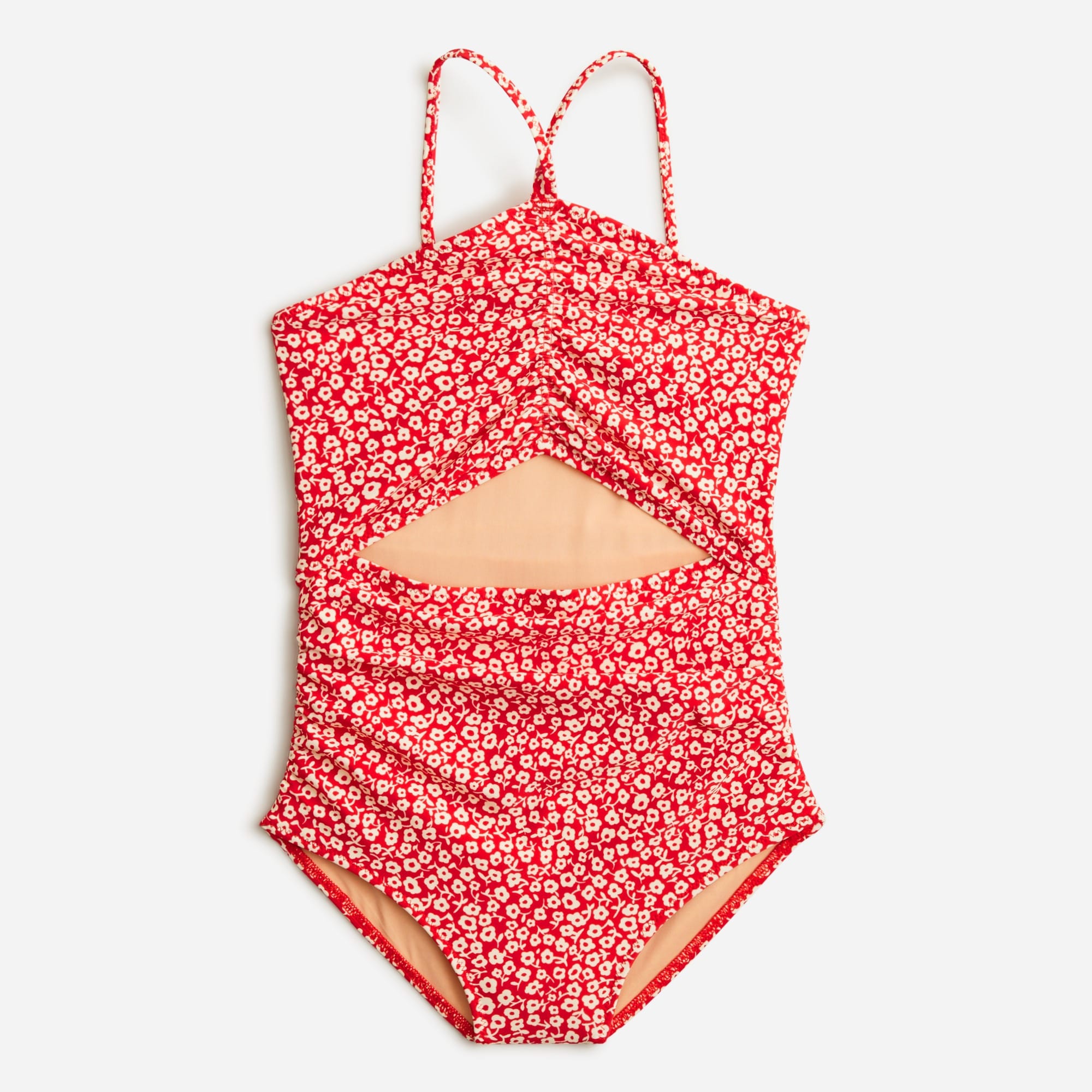  Girls' ruched one-piece swimsuit with UPF 50+