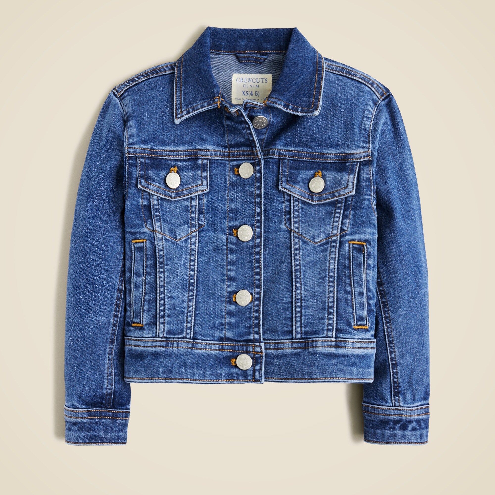 Girls' cropped denim trucker jacket