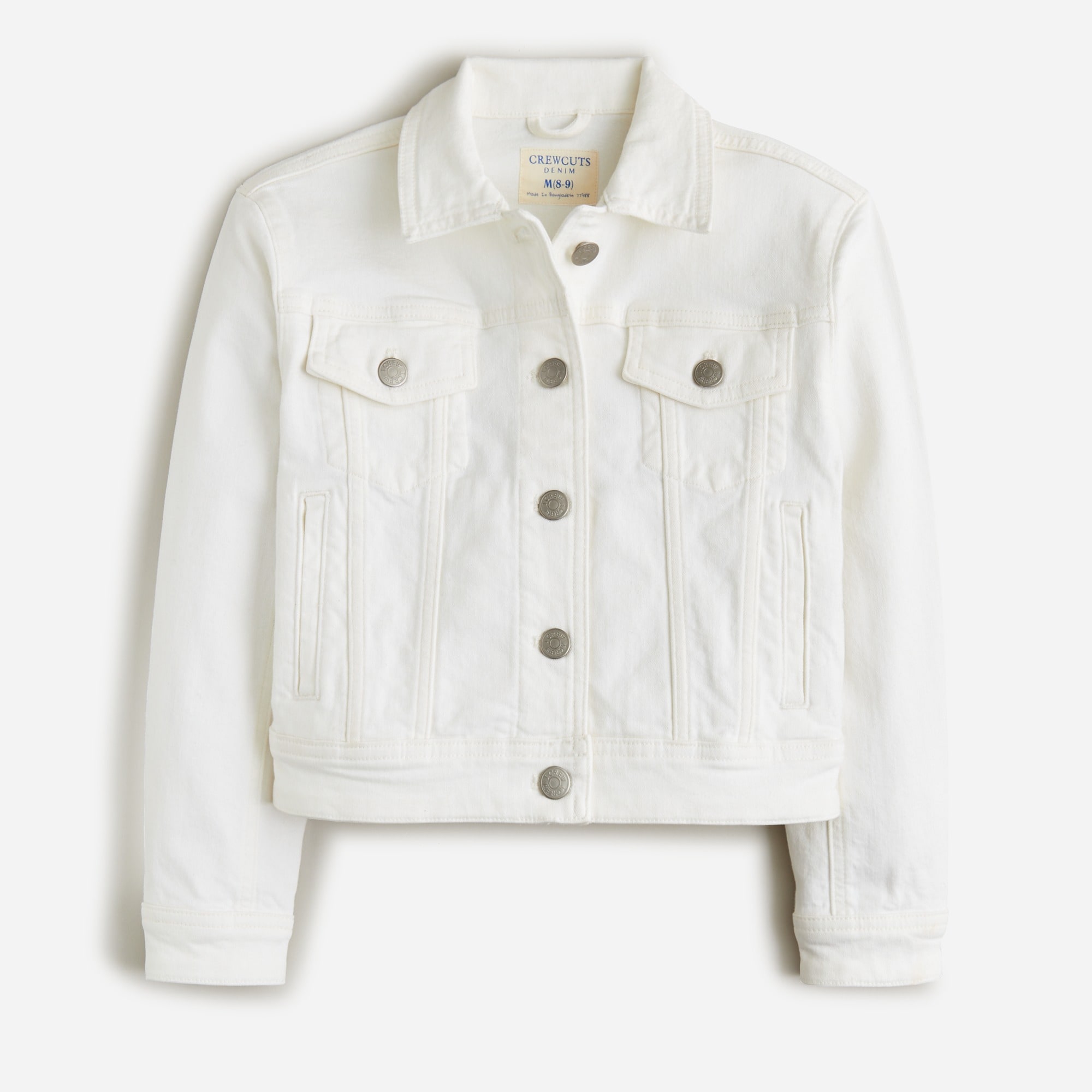  Girls' cropped denim trucker jacket in white