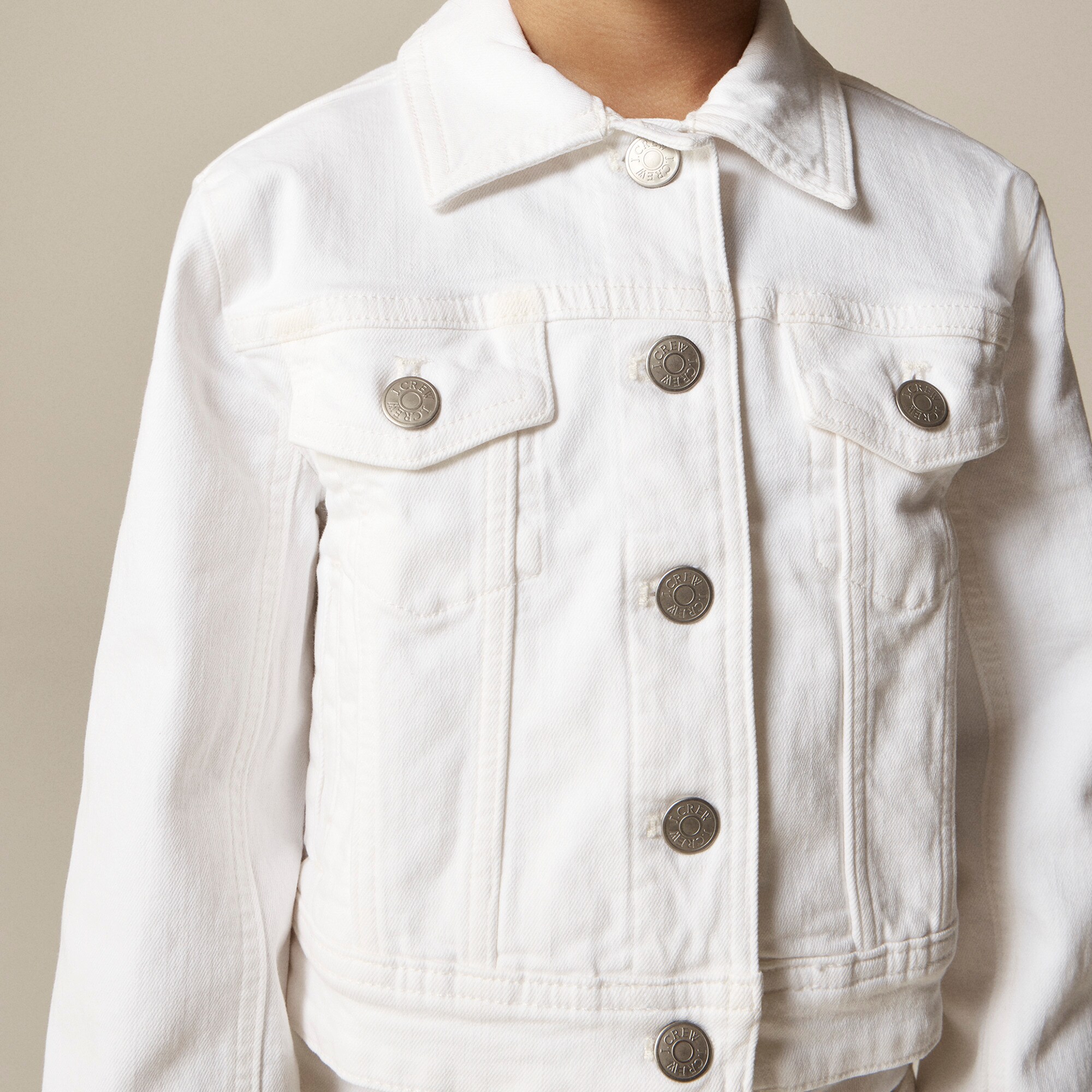 Girls' Cropped Denim Trucker Jacket In White For Girls | J.Crew