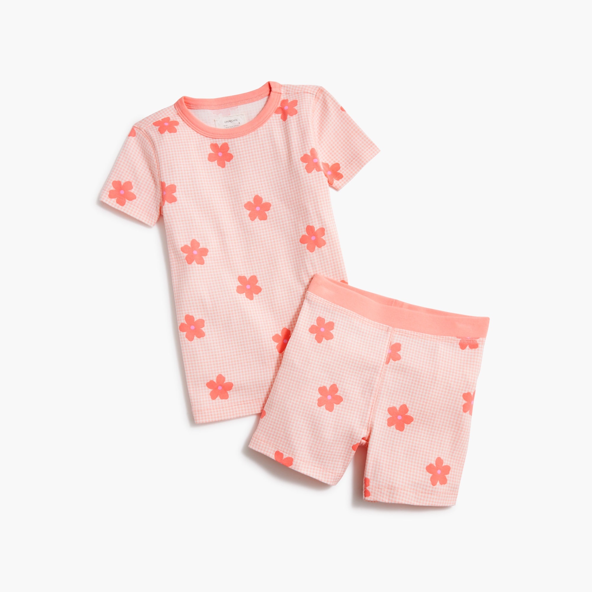 Girls' gingham flower pajama set