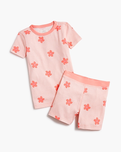 Girls' gingham flower pajama set