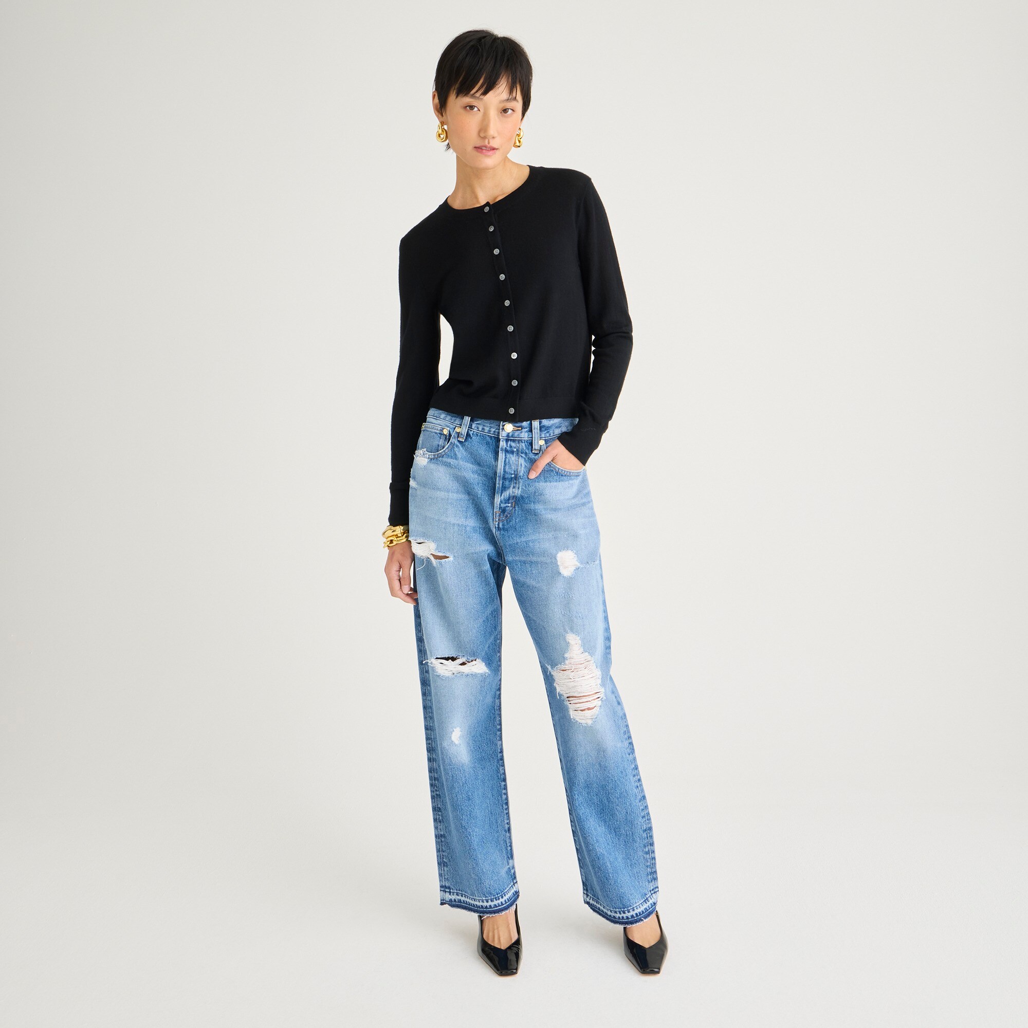 j.crew: point sur distressed loose straight jean for women