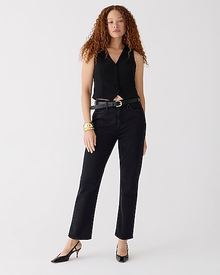 j.crew: classic straight jean in washed black for women
