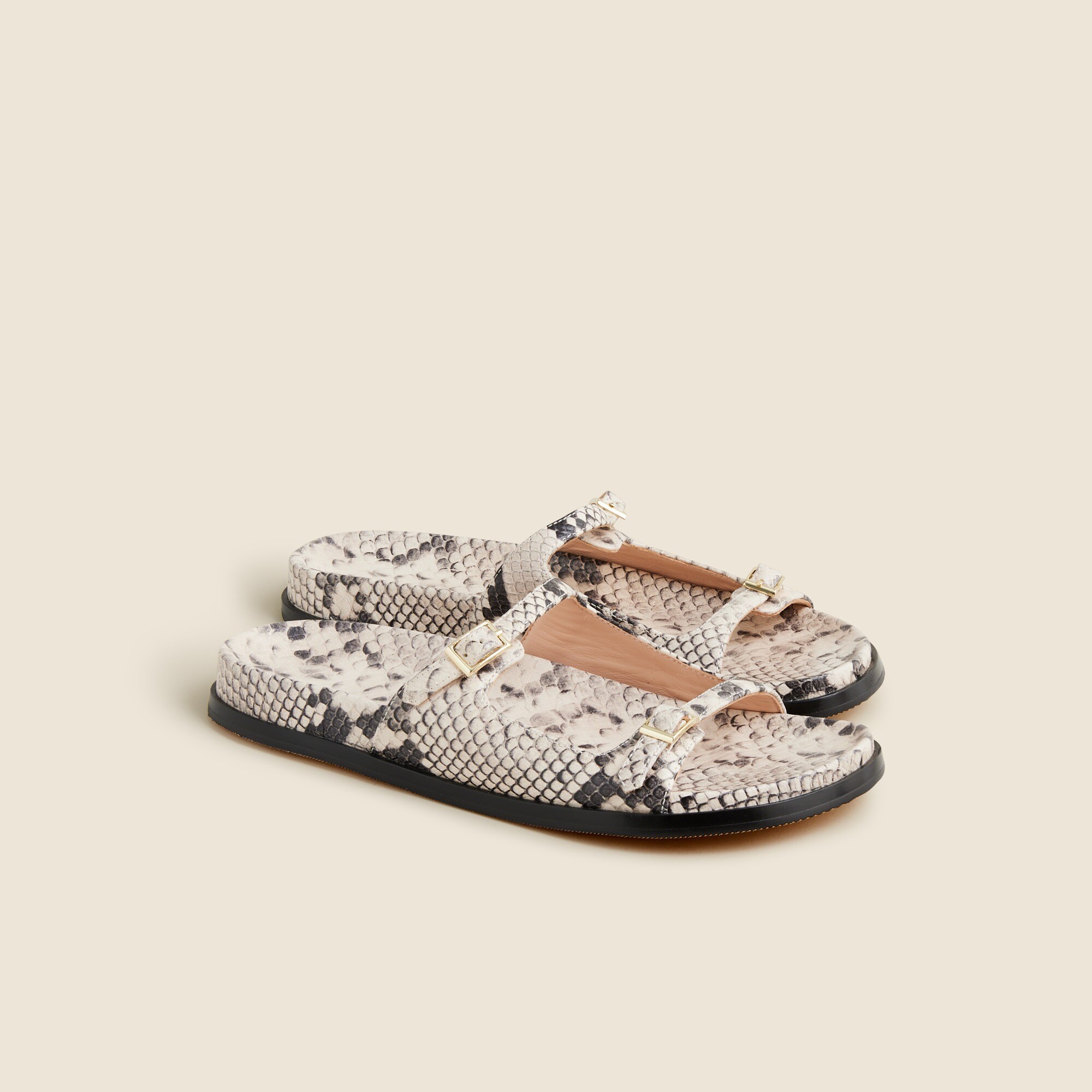 J.Crew Colbie Buckle Sandals In Snake embossed Leather For Women