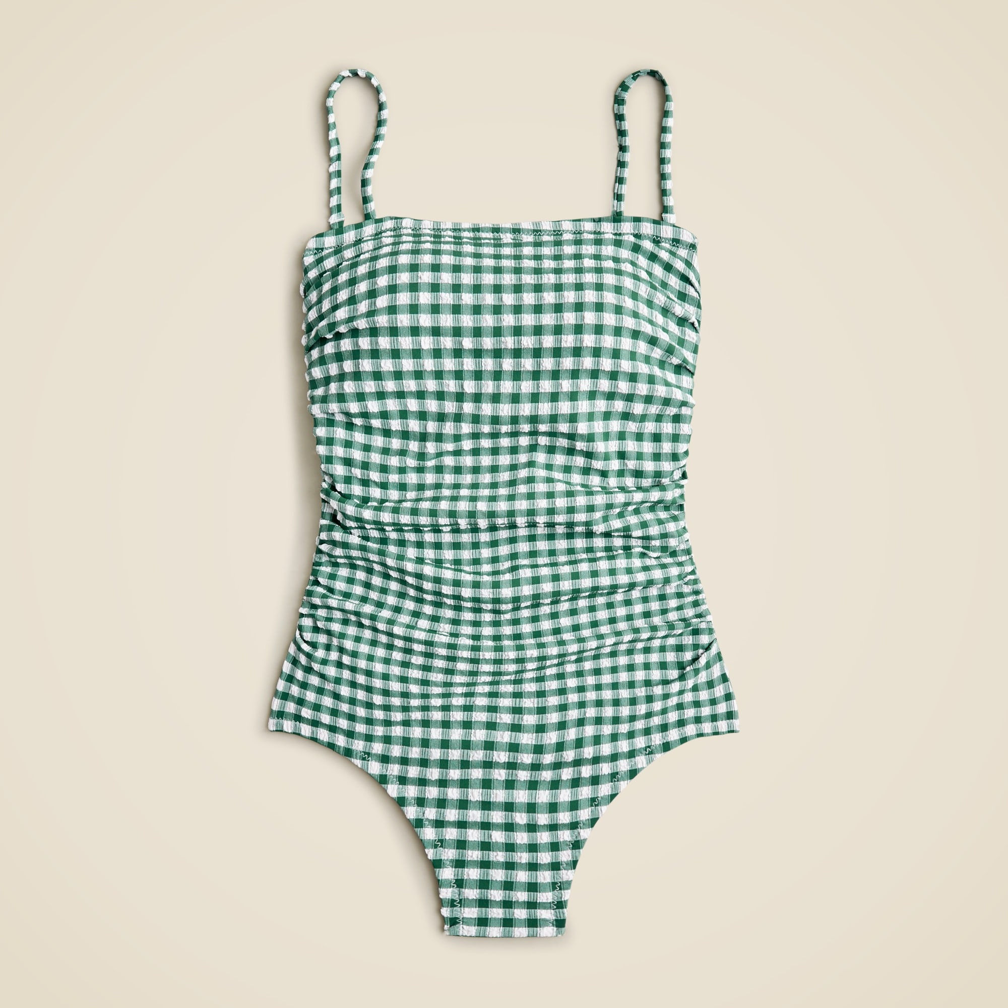J.Crew Ruched Bandeau One piece Swimsuit In Gingham For Women