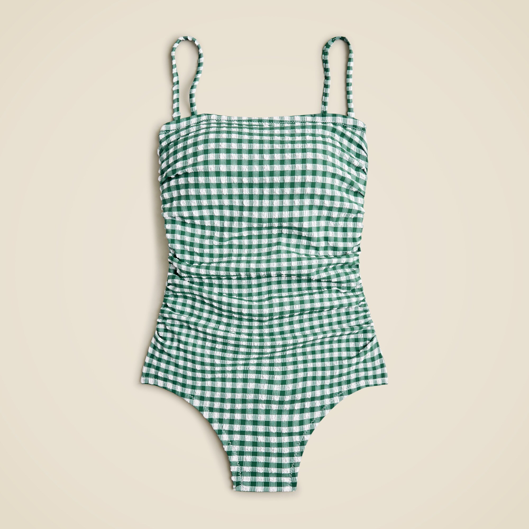 Ruched Bandeau One-piece Swimsuit In Gingham For Women | J.Crew
