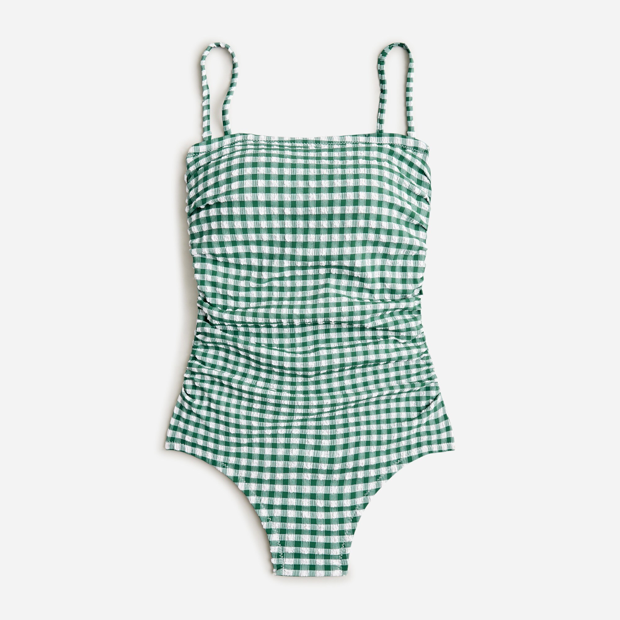  Ruched bandeau one-piece swimsuit in gingham