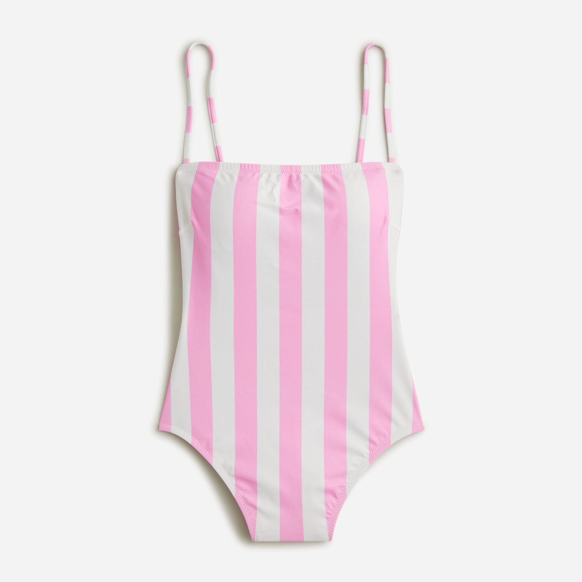 Squareneck one-piece swimsuit in pink stripe
