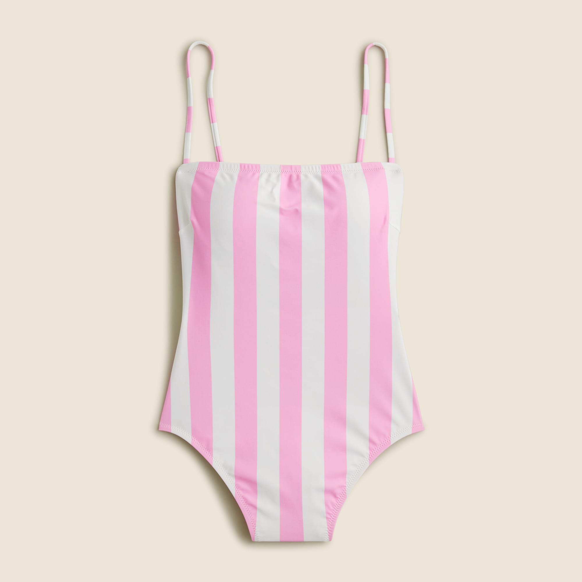 Squareneck one-piece swimsuit in pink stripe