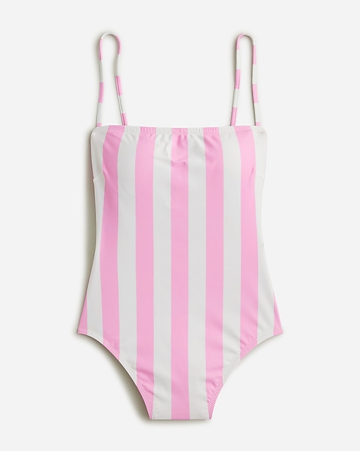 womens Squareneck one-piece swimsuit in pink stripe
