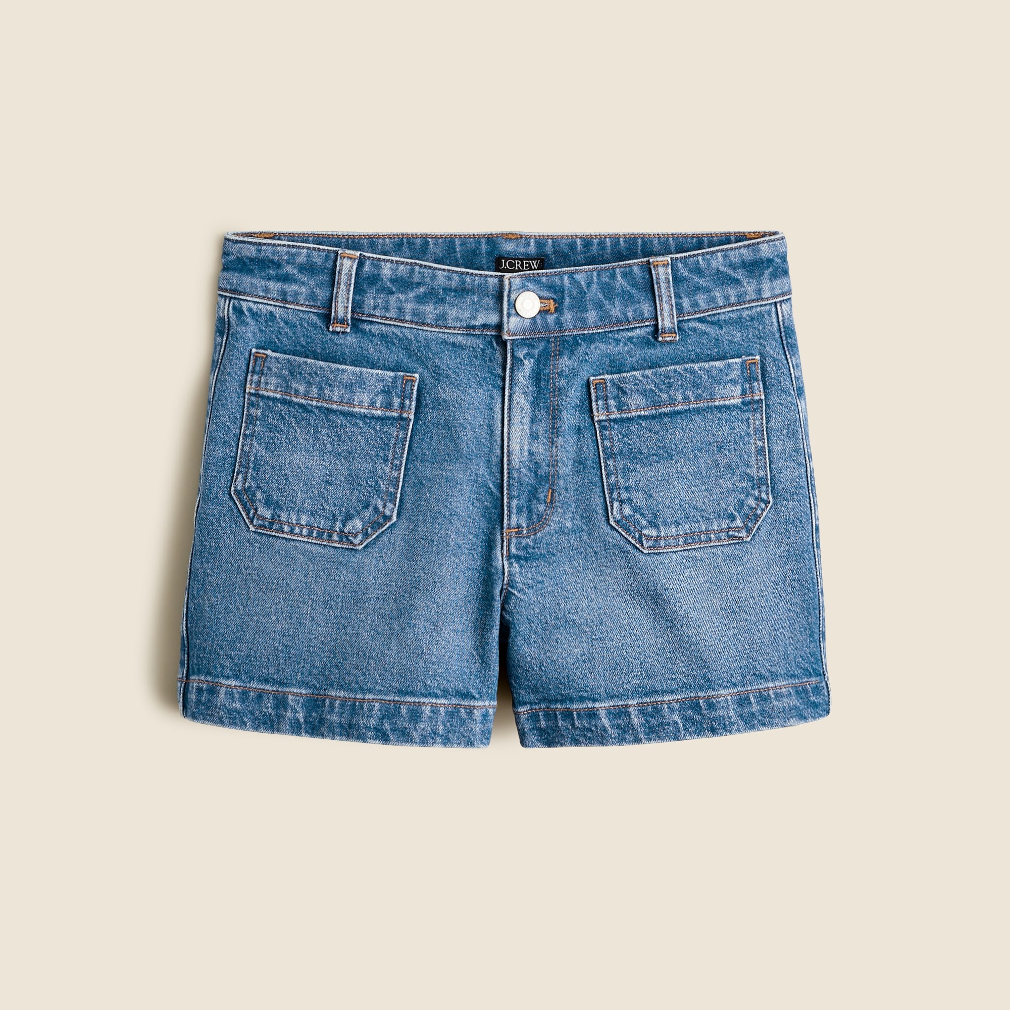 Patch-pocket denim short in Hillside wash