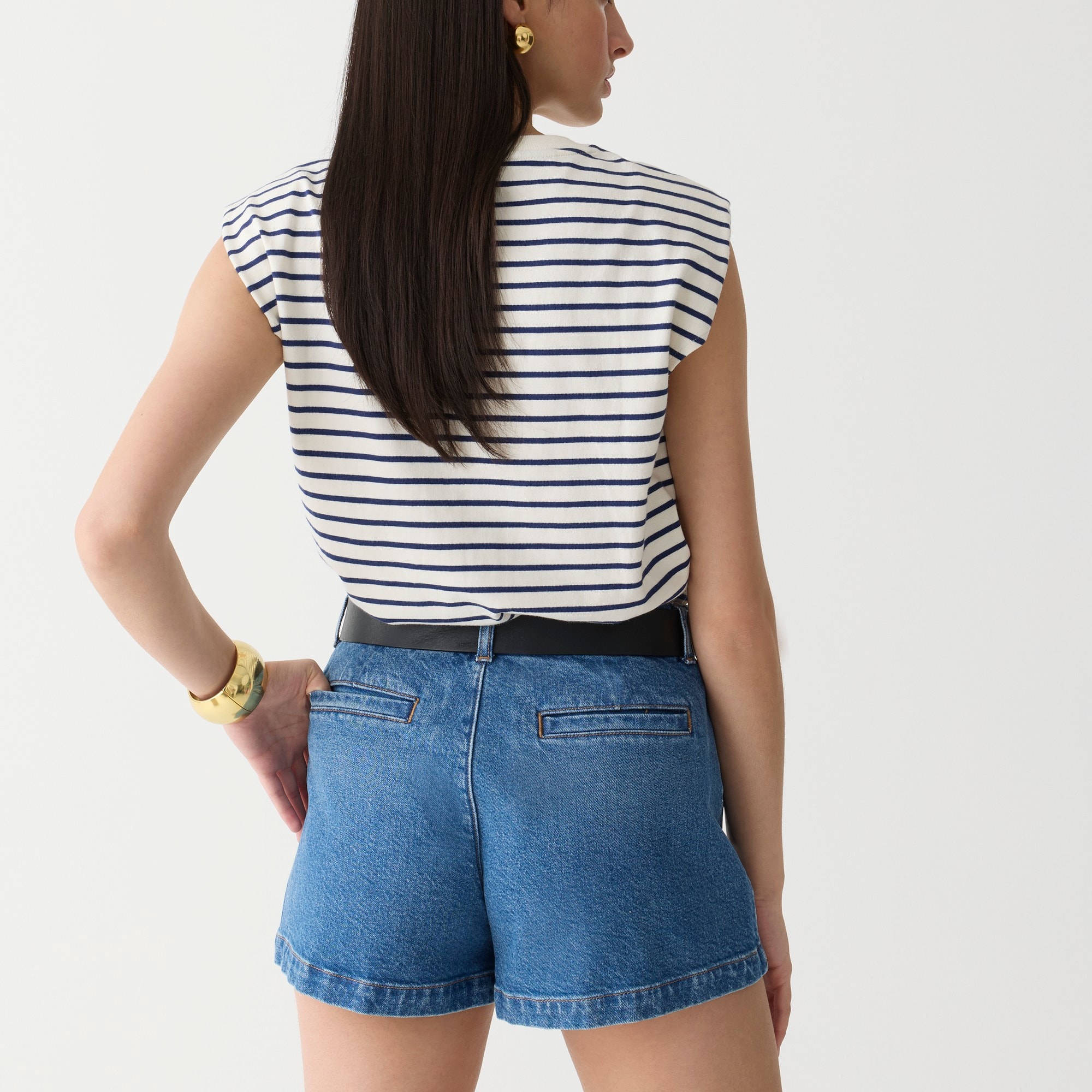 Patch-pocket denim short in Hillside wash