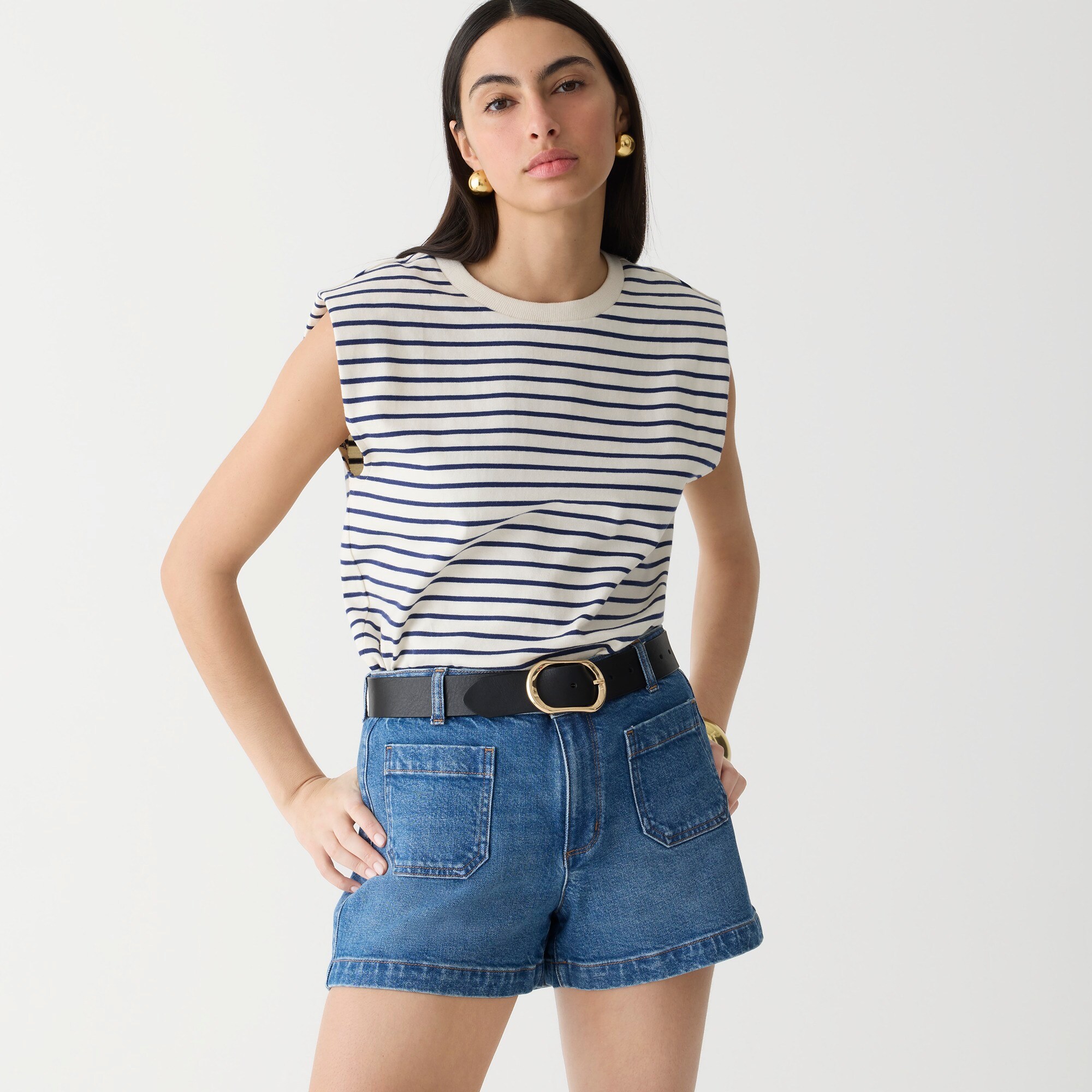 womens Patch-pocket denim short in Hillside wash