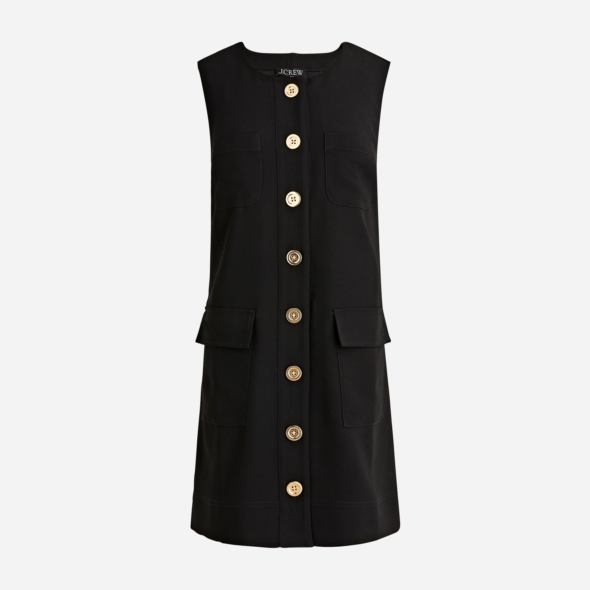  Button-front shift dress in drapey crepe