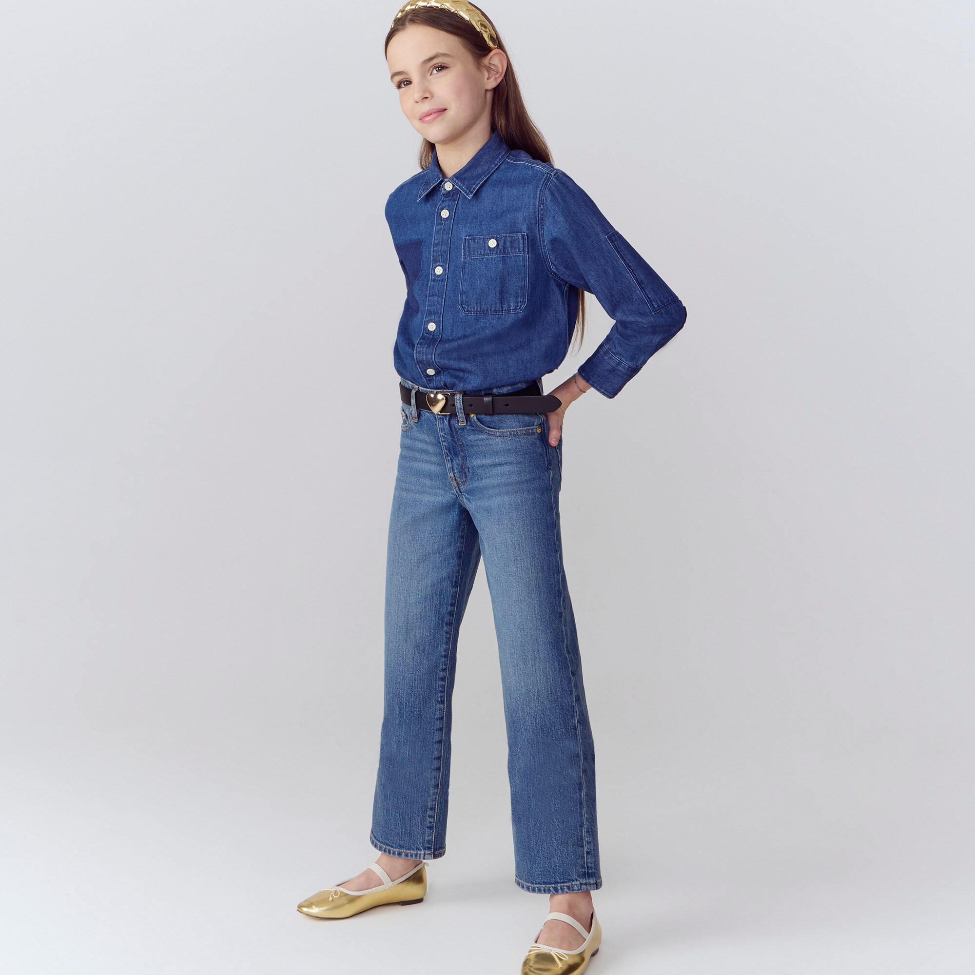 Girls' slim wide-leg jean in Hayworth wash