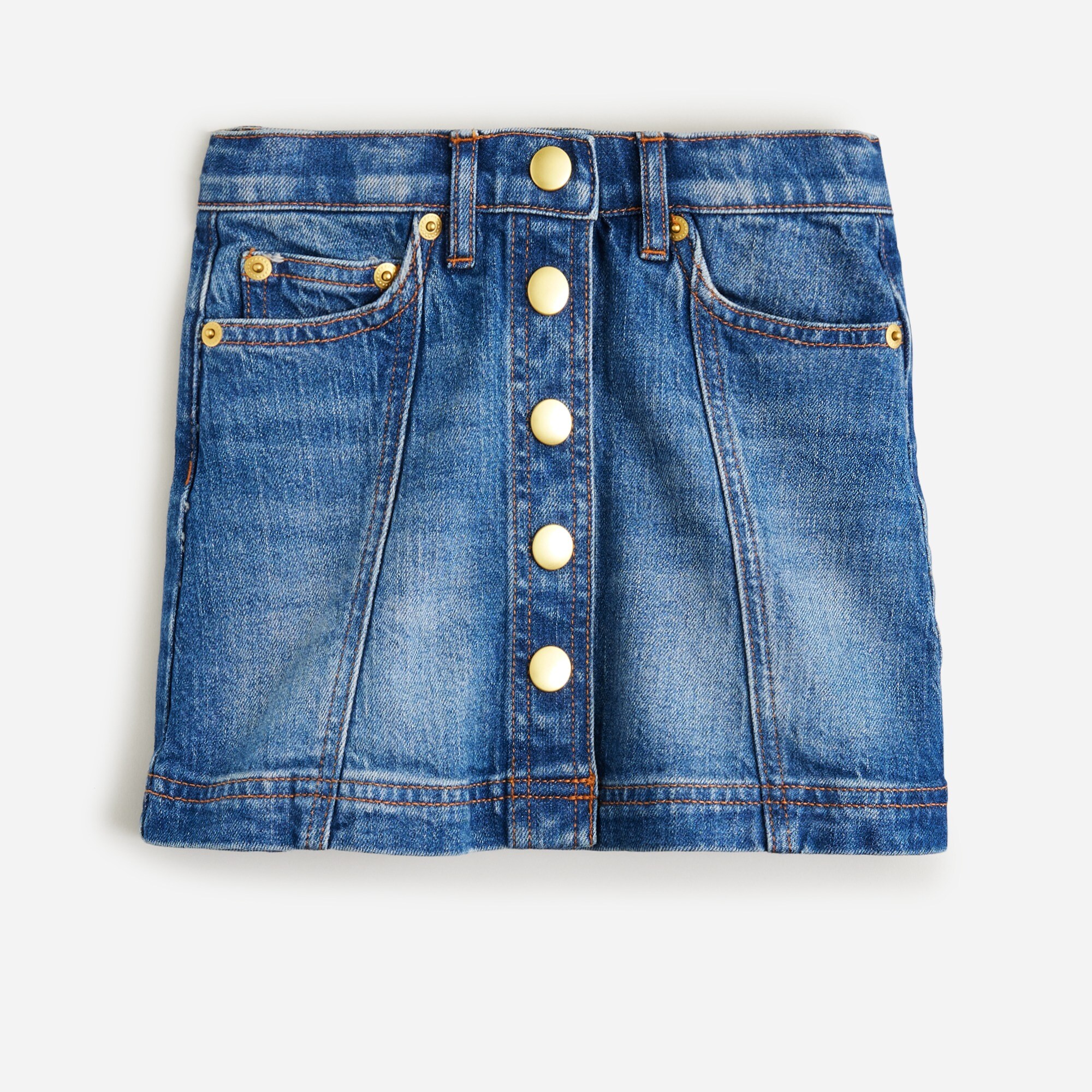 Girls' button-front denim mini skirt
