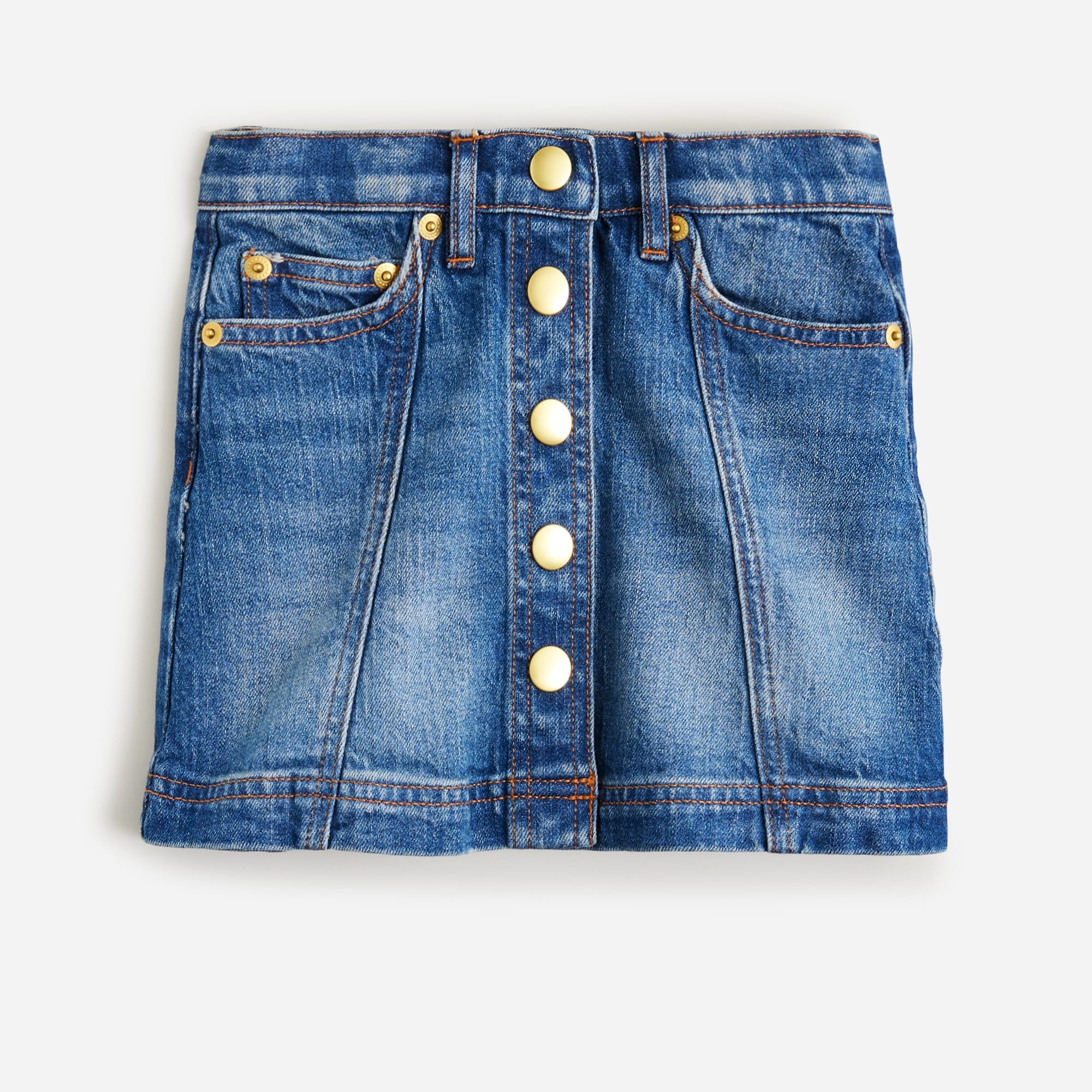  Girls' button-front denim mini skirt