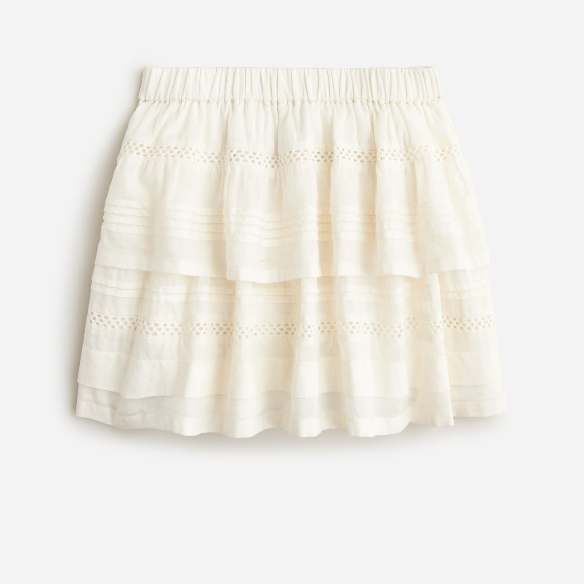  Girls' eyelet tiered skirt in cotton voile