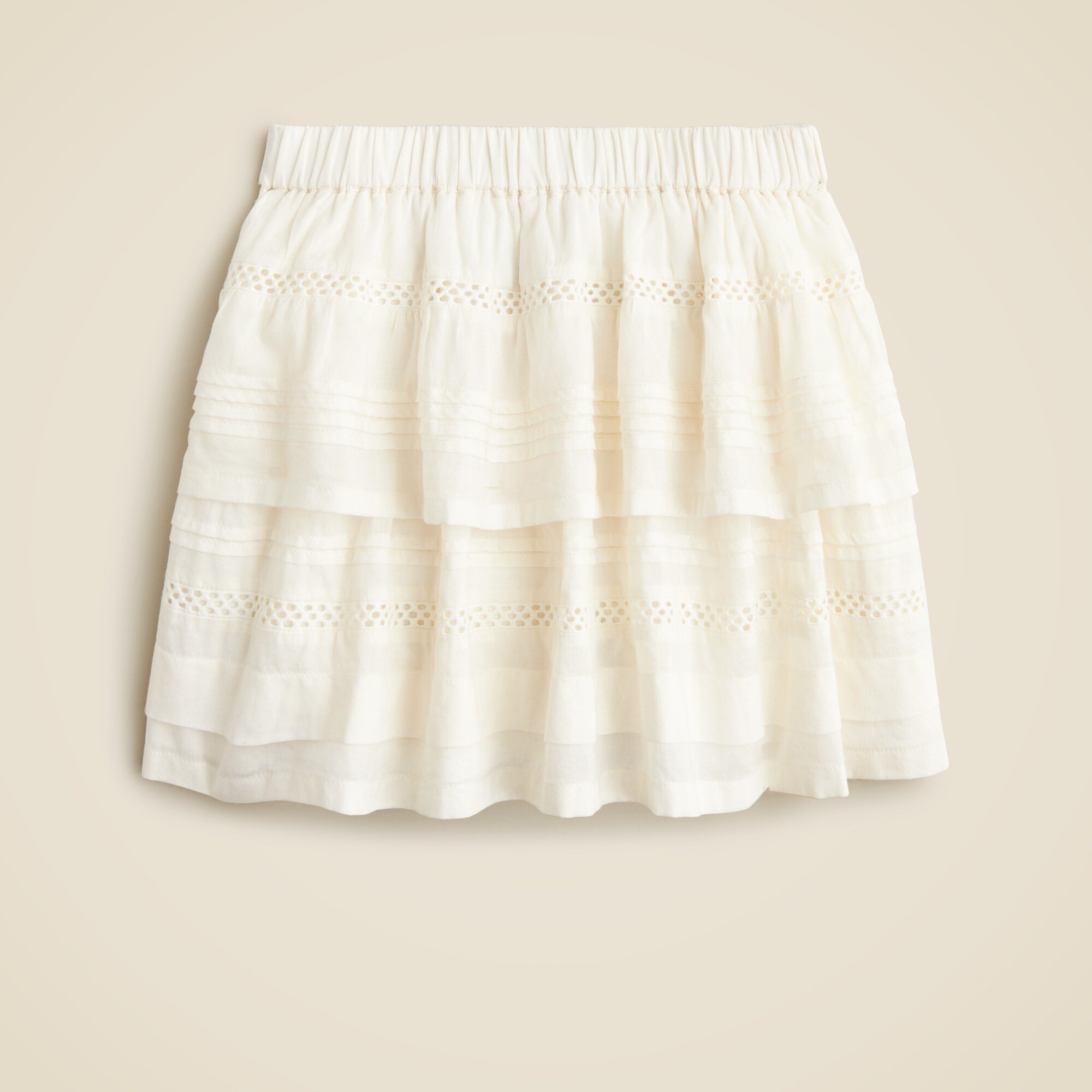 Girls' eyelet tiered skirt in cotton voile