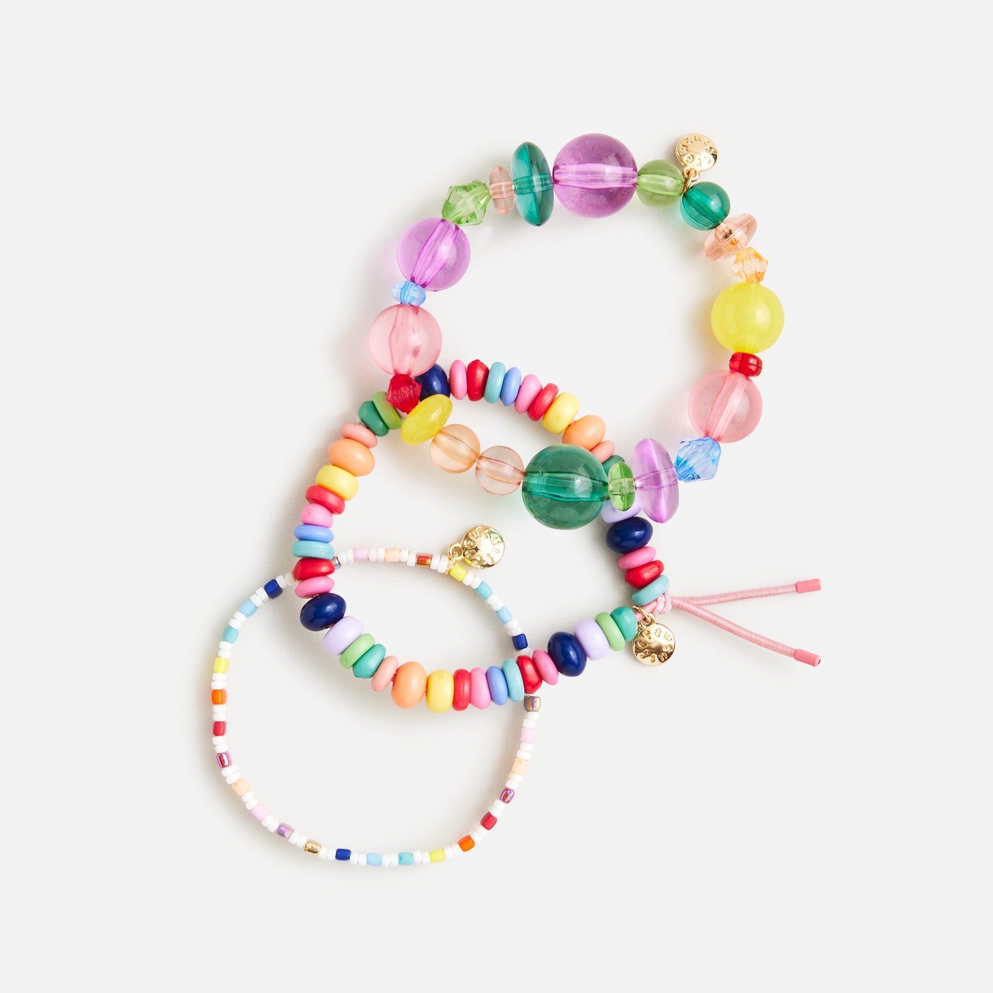  Girls' rainbow beaded bracelets three-pack
