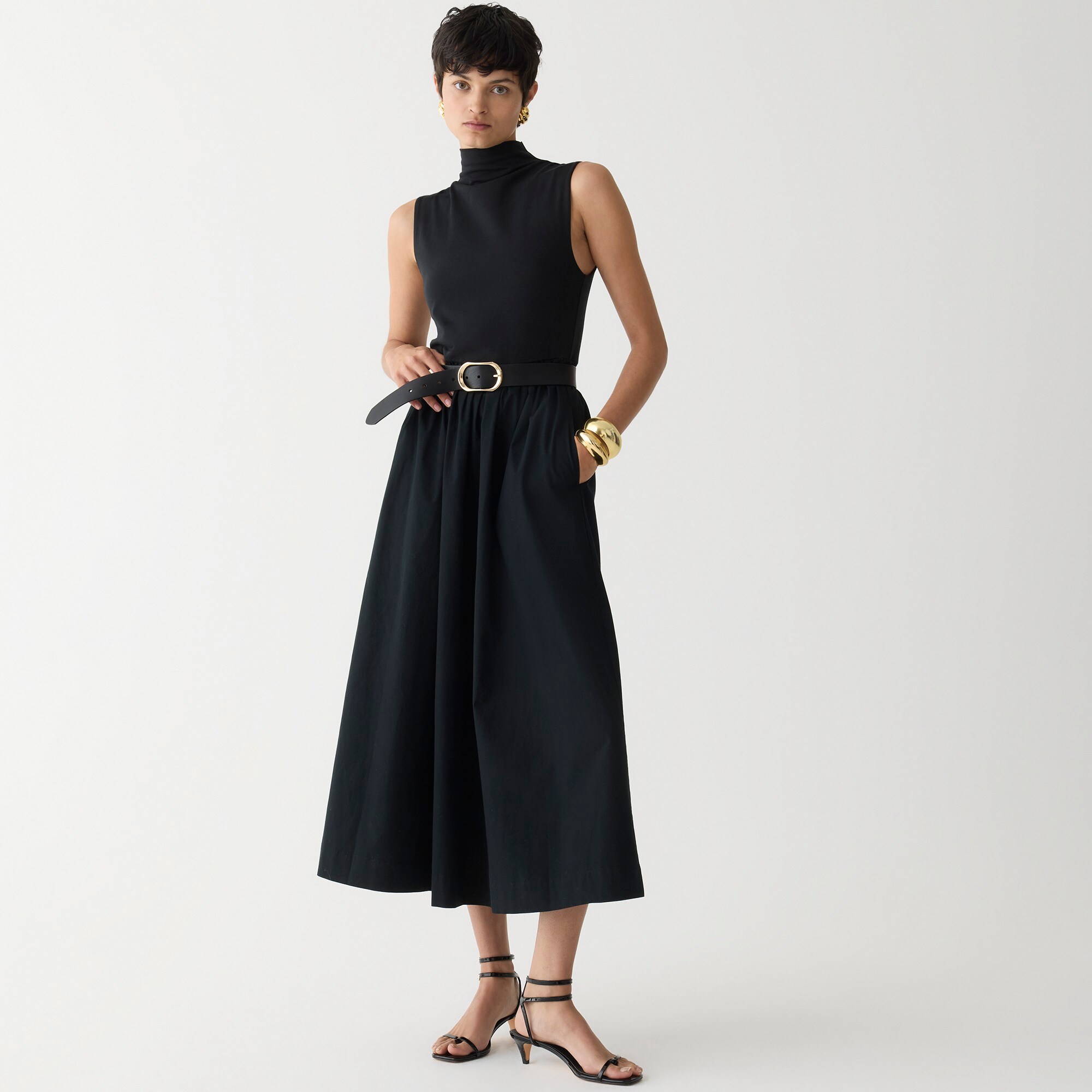J.Crew Fitted Knit Mockneck Dress With Poplin Skirt For Women