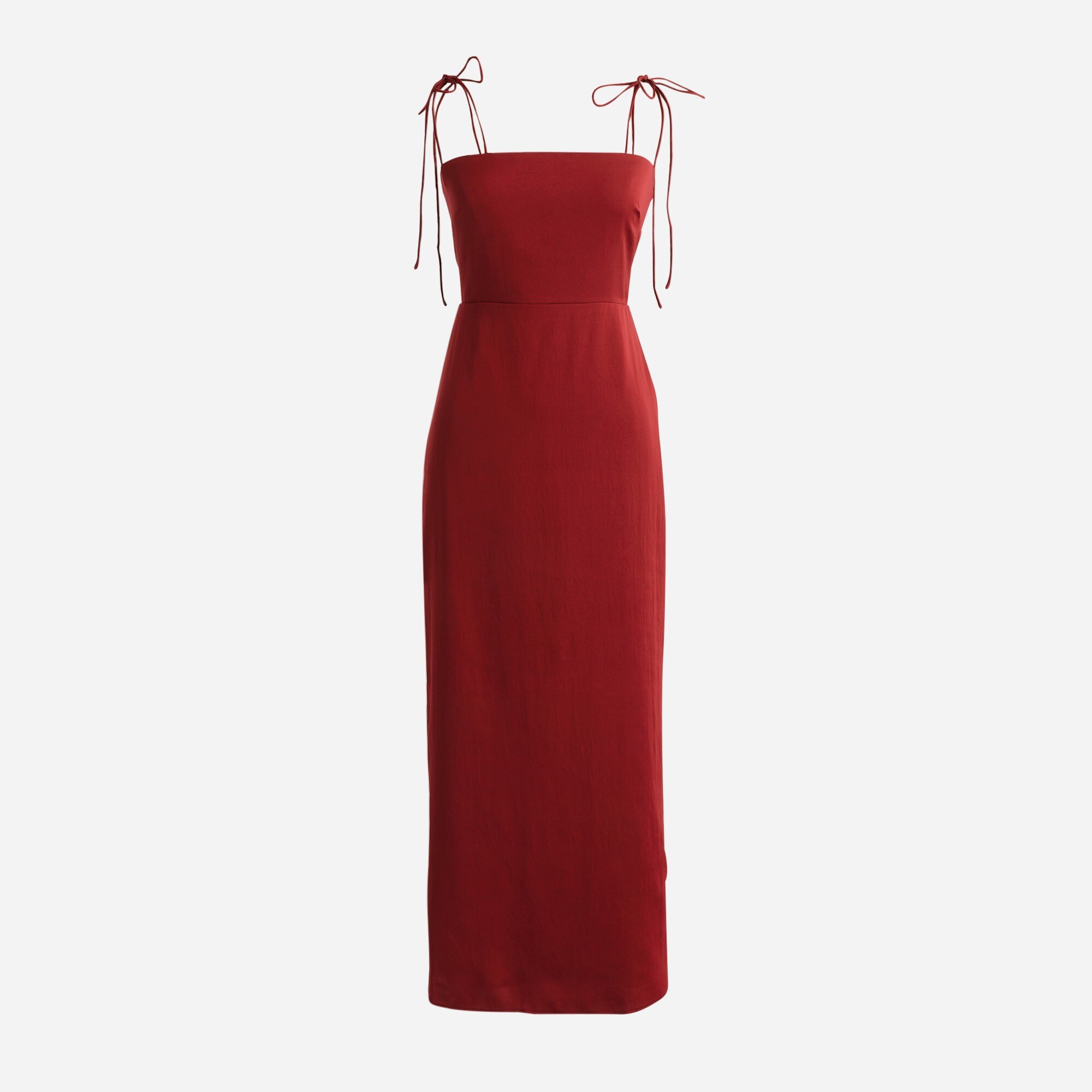 Collection tie-strap midi dress in textured satin