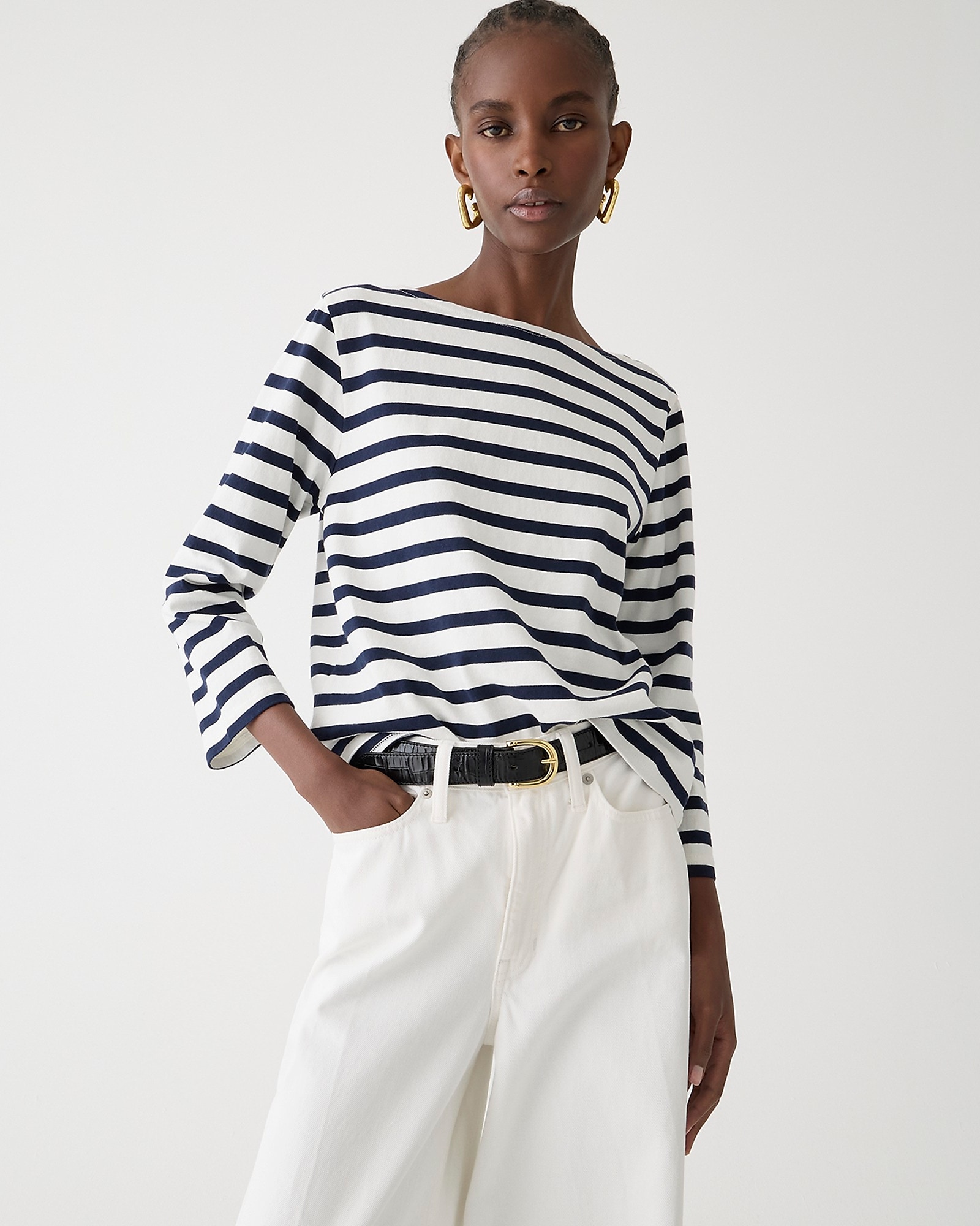 Classic mariner cloth boatneck T-shirt in stripe