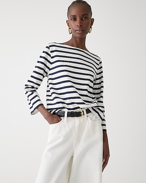 womens Classic mariner cloth boatneck T-shirt in stripe