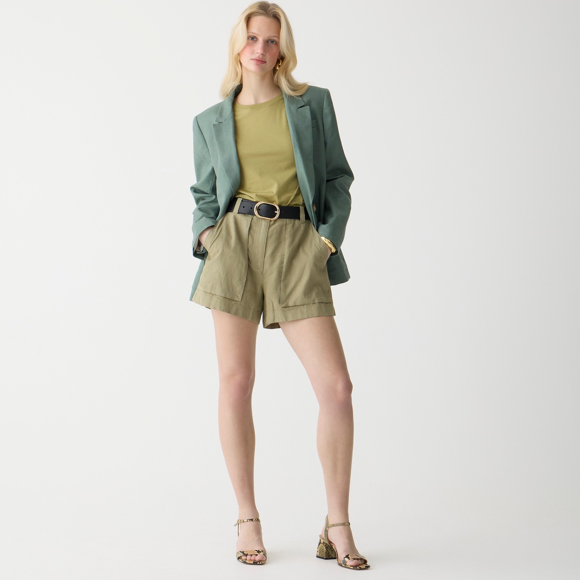  Seaside cargo short in linen-TENCEL&trade; lyocell blend