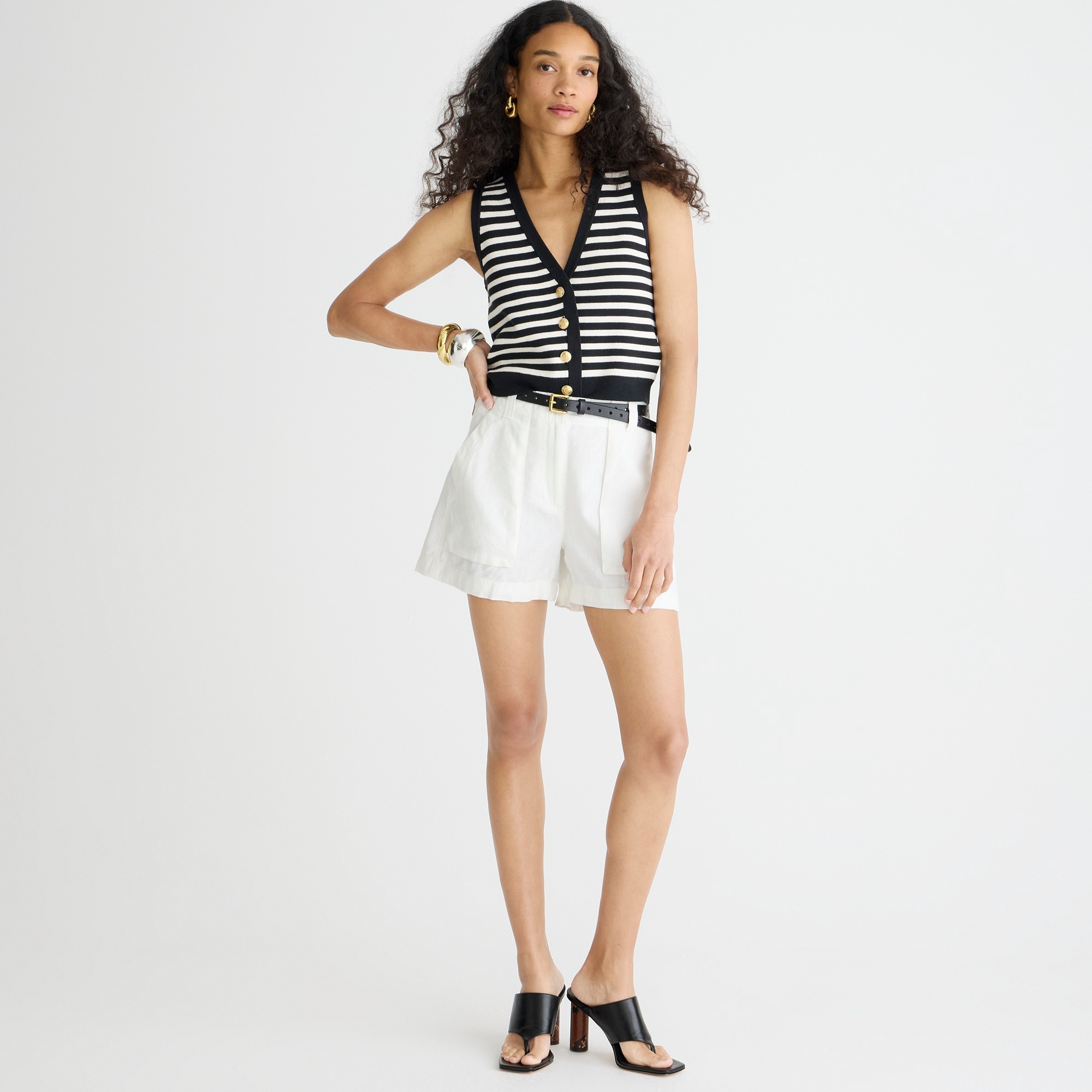 Seaside cargo short in linen-TENCEL™ lyocell blend