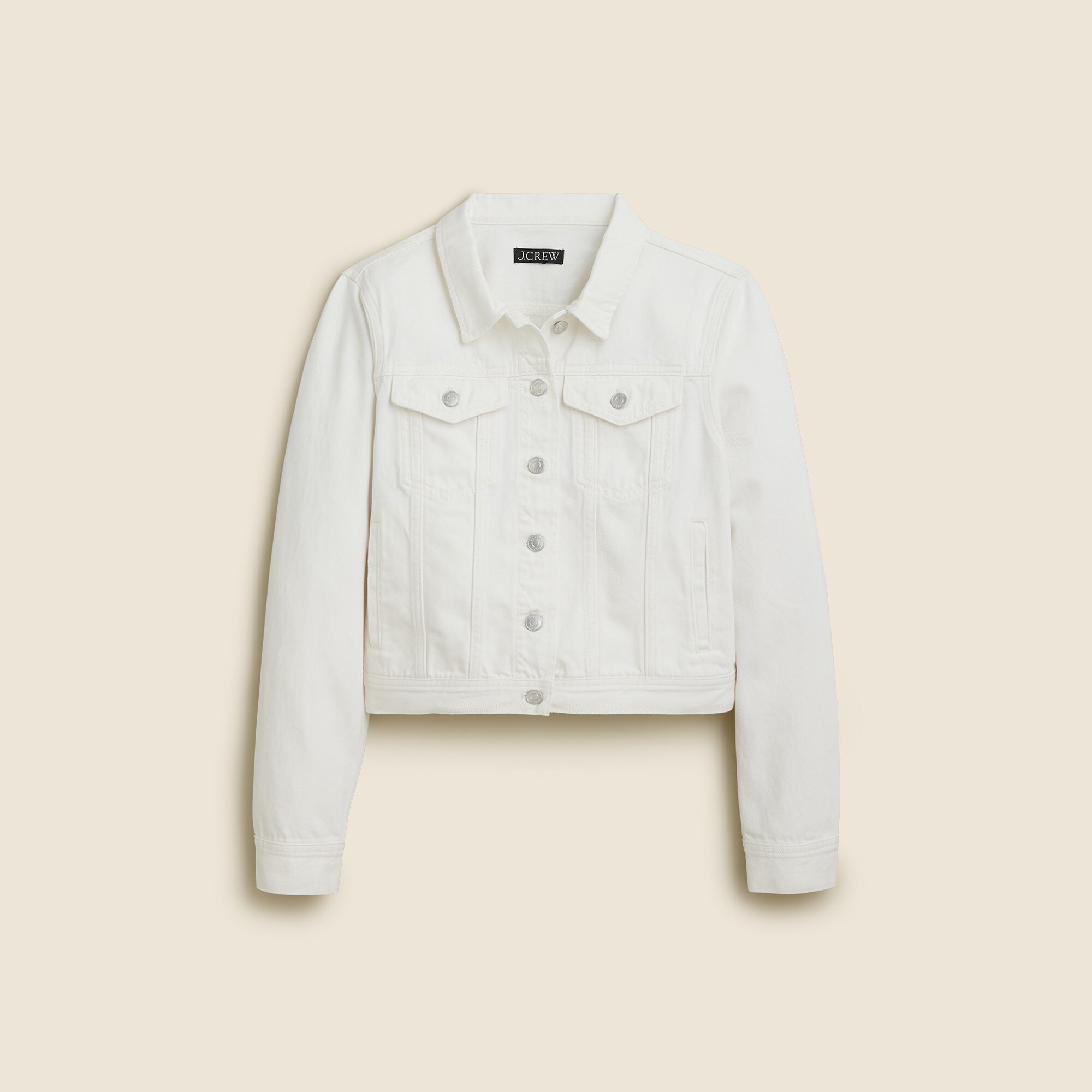 New Classic Denim Jacket In White For Women | J.Crew