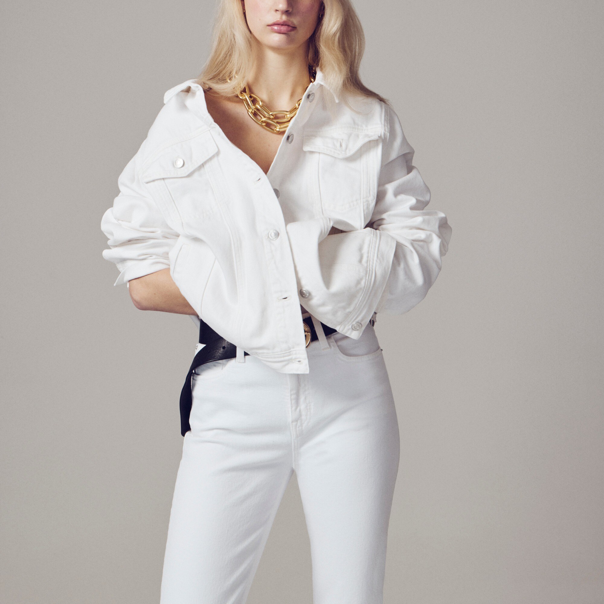 womens New classic denim jacket in white