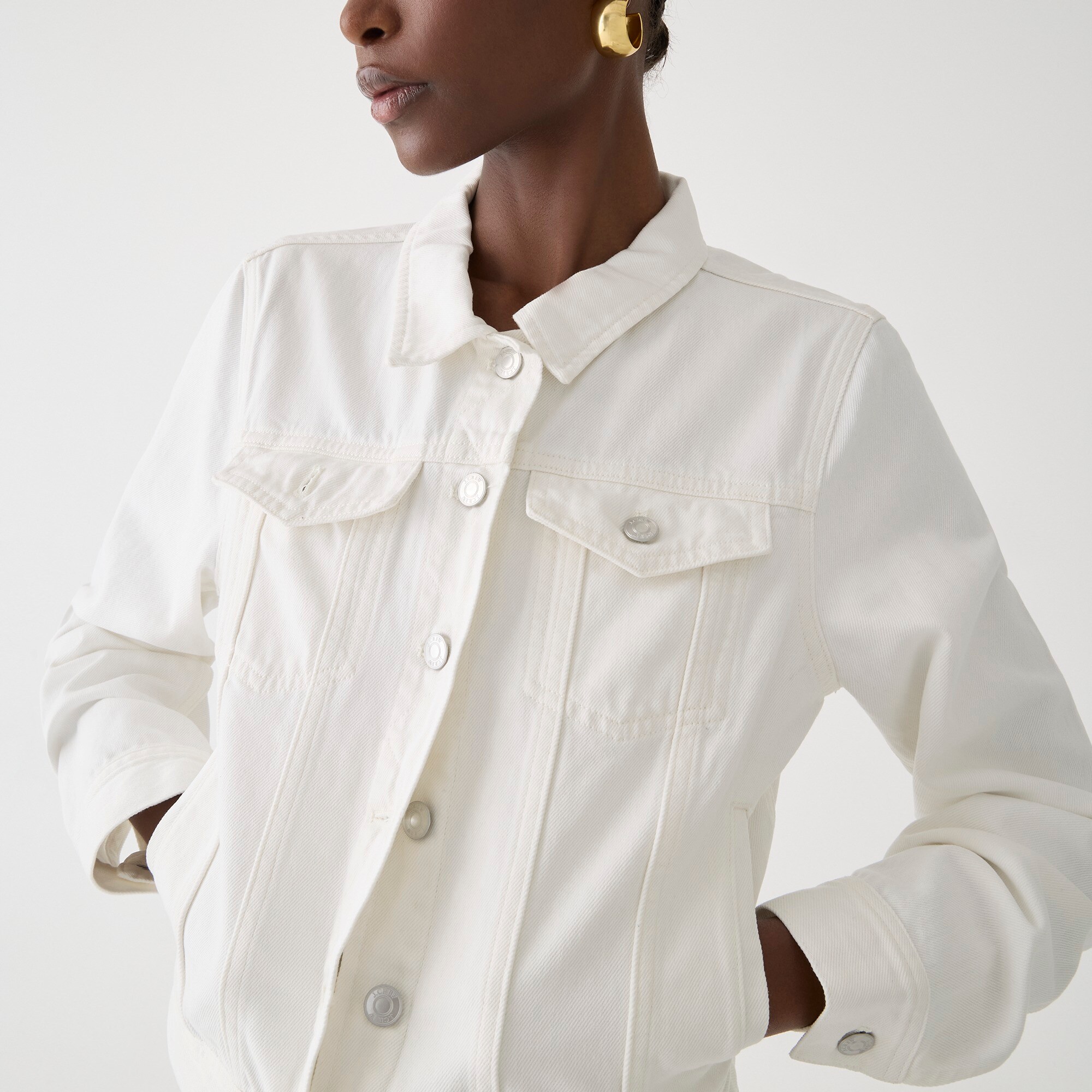 J.Crew: New Classic Denim Jacket In White For Women
