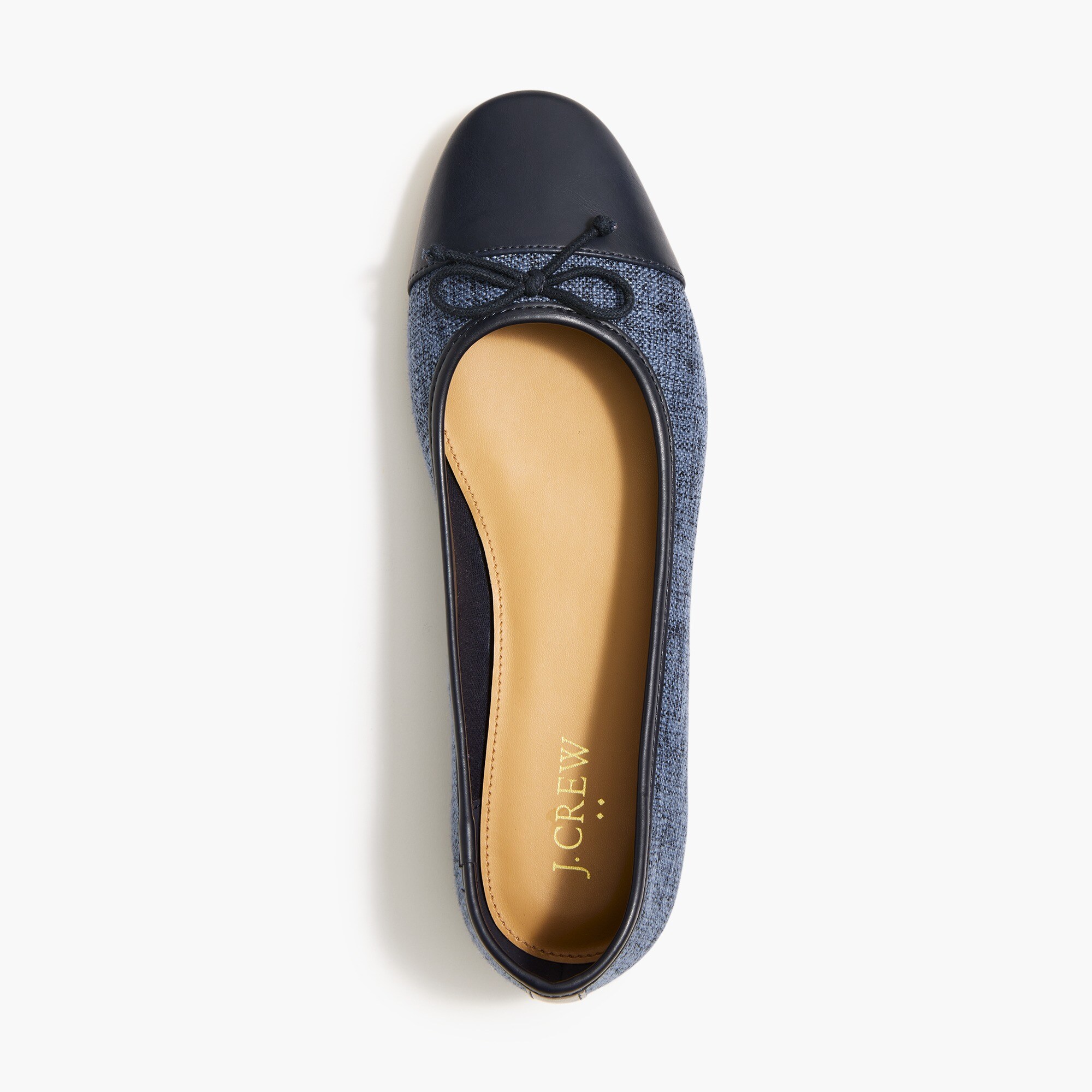 Ballet Flats Black Tweed Grosgrain Flower