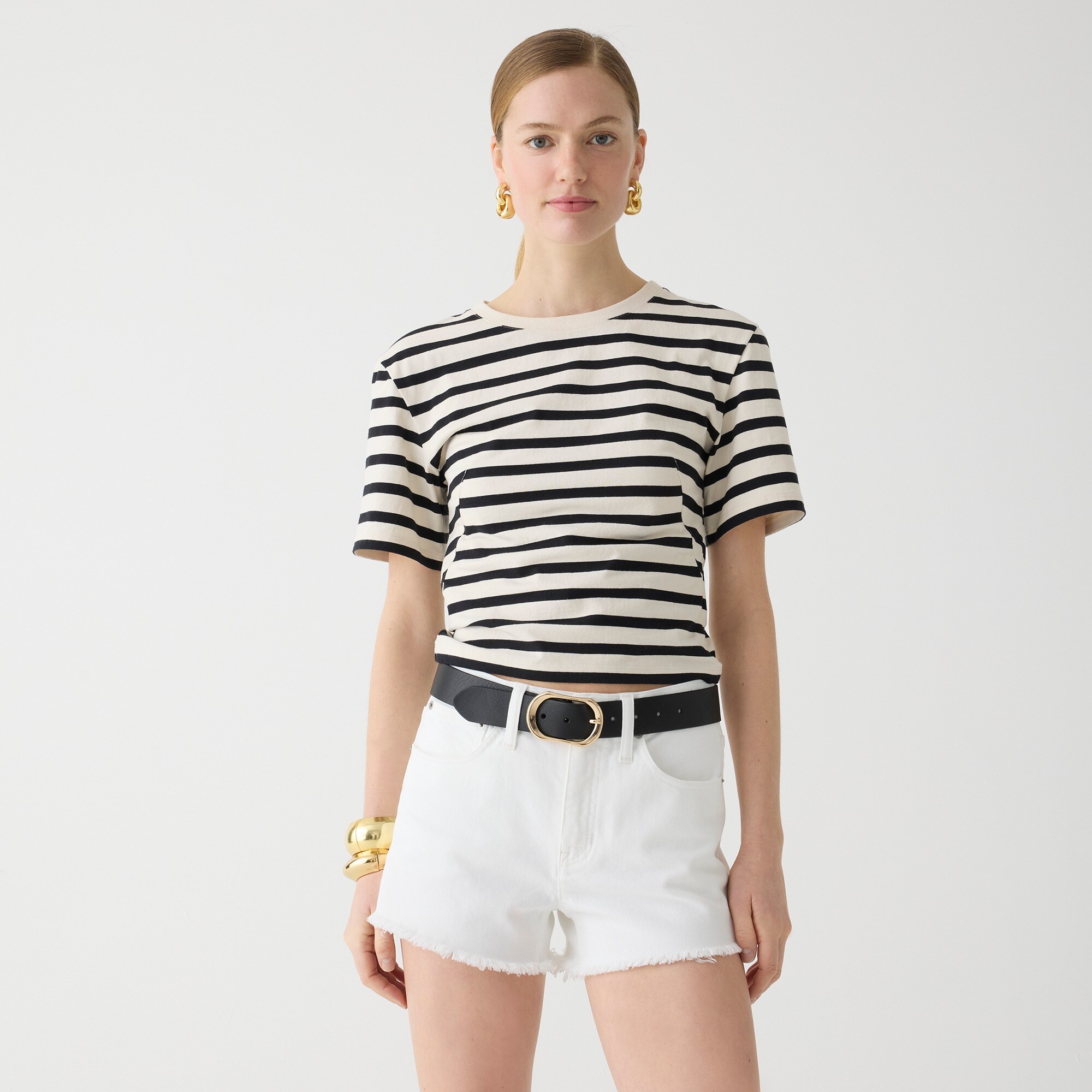  Relaxed denim short in white