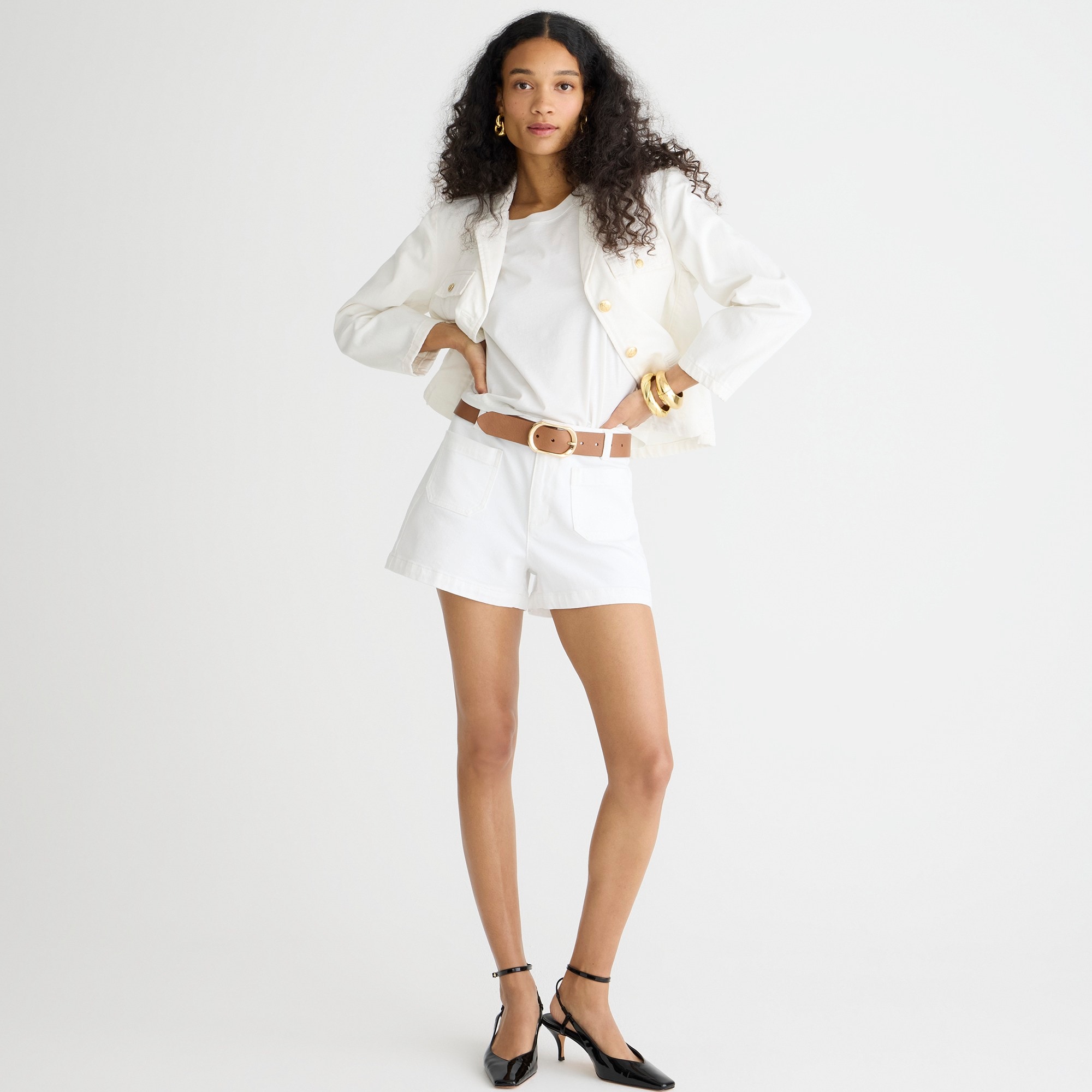 j.crew: patch-pocket denim short in white for women