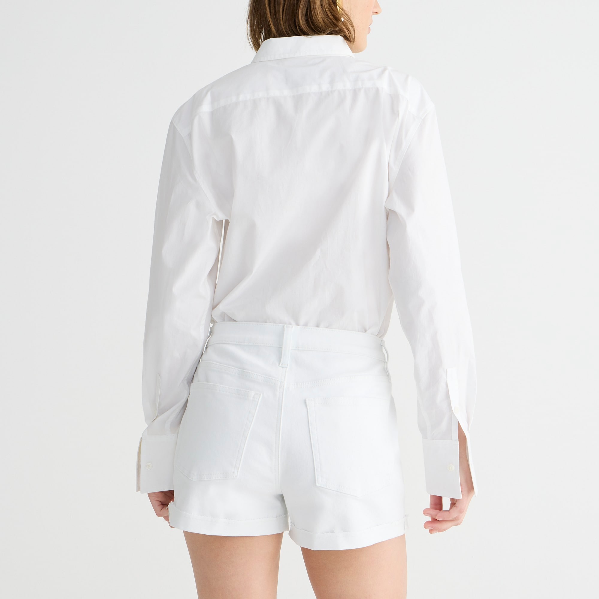 Mid-rise denim short in white - image 4