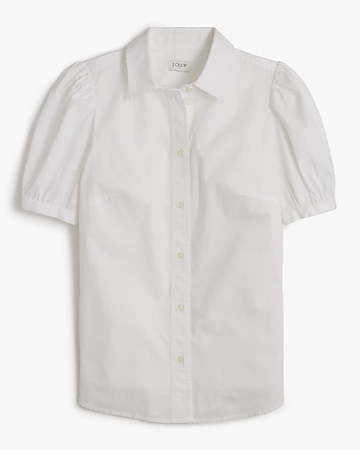  Puff-sleeve button-up