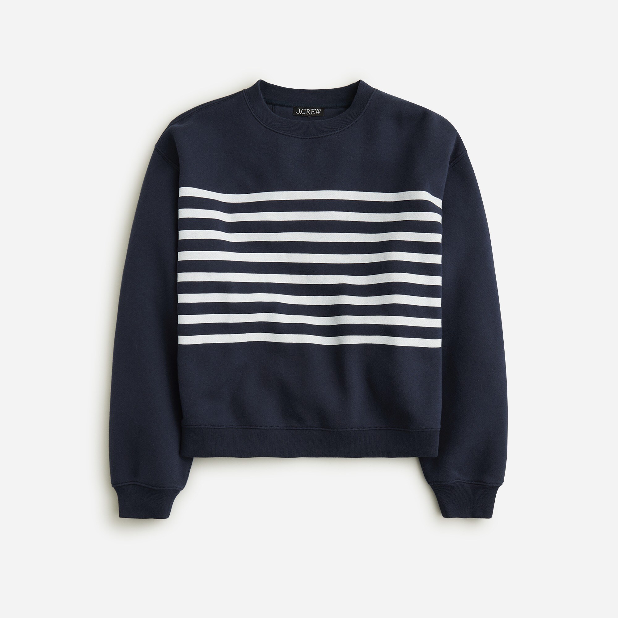  Heritage fleece cropped crewneck sweatshirt in stripe