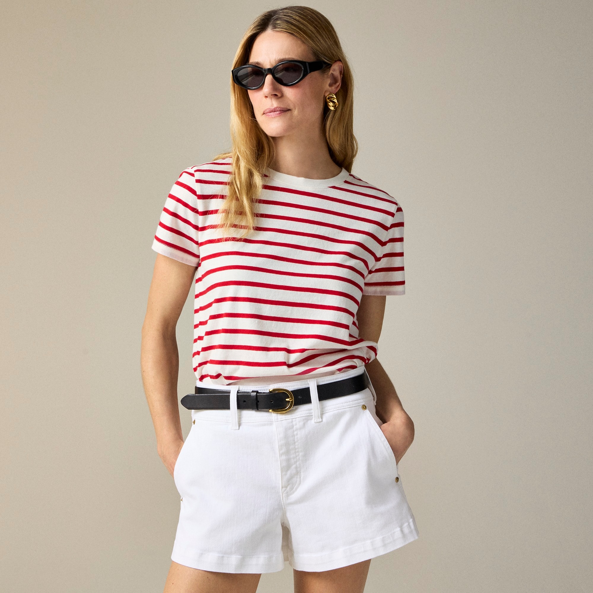womens Vintage jersey classic-fit crewneck T-shirt in stripe