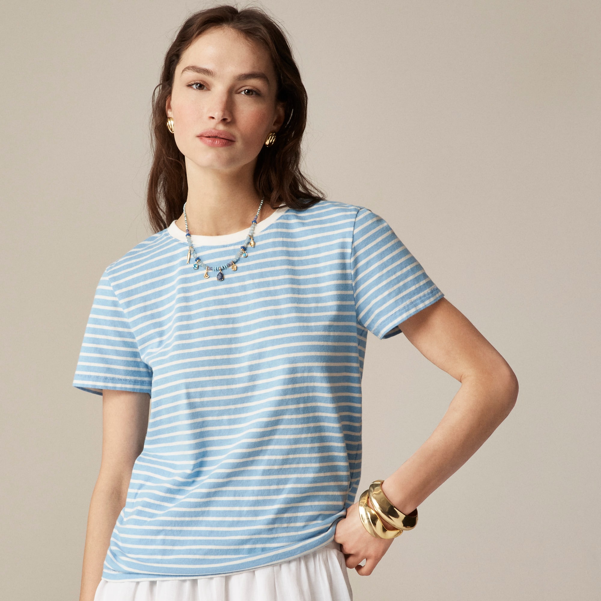 Vintage jersey classic-fit crewneck T-shirt in stripe