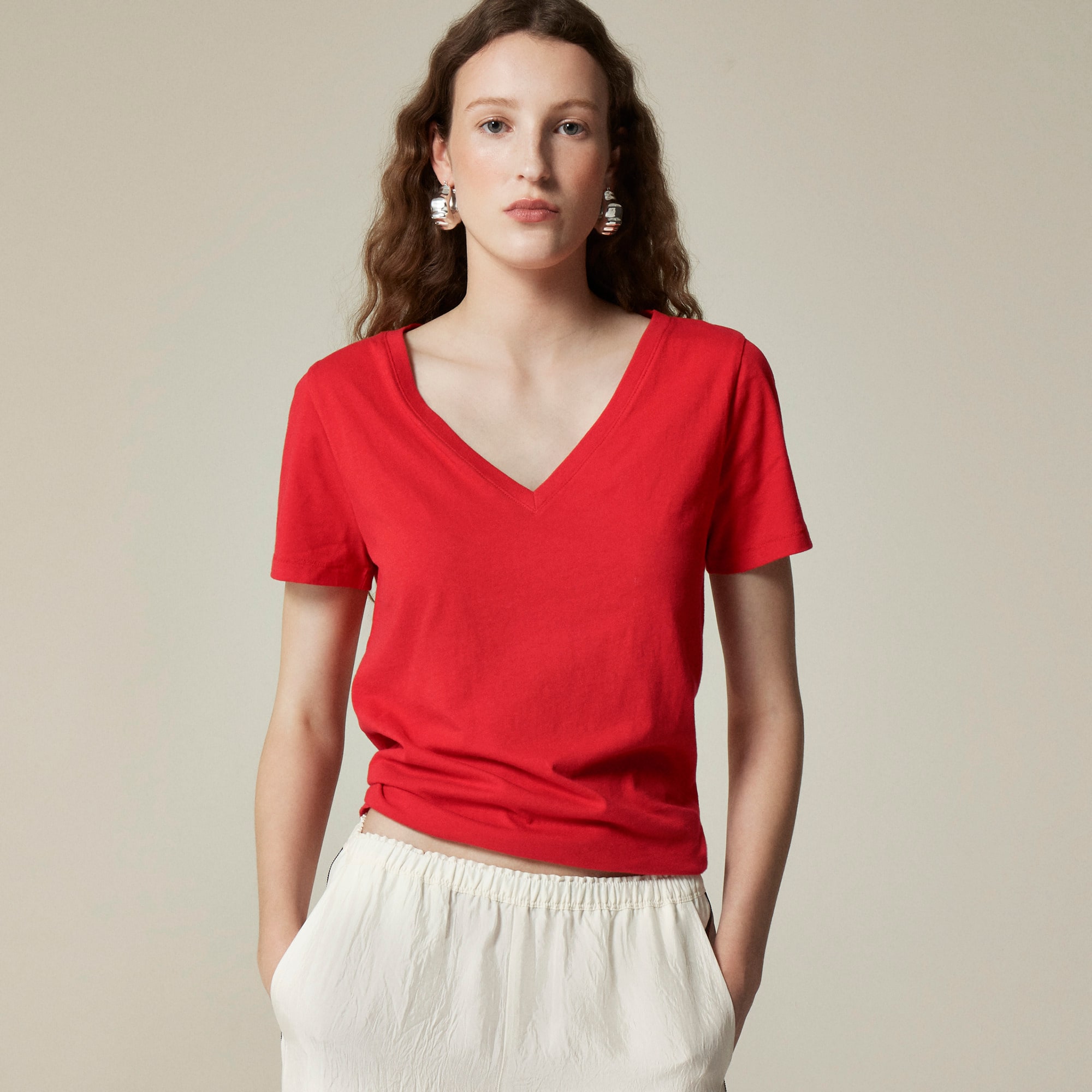 womens Vintage jersey classic-fit V-neck T-shirt