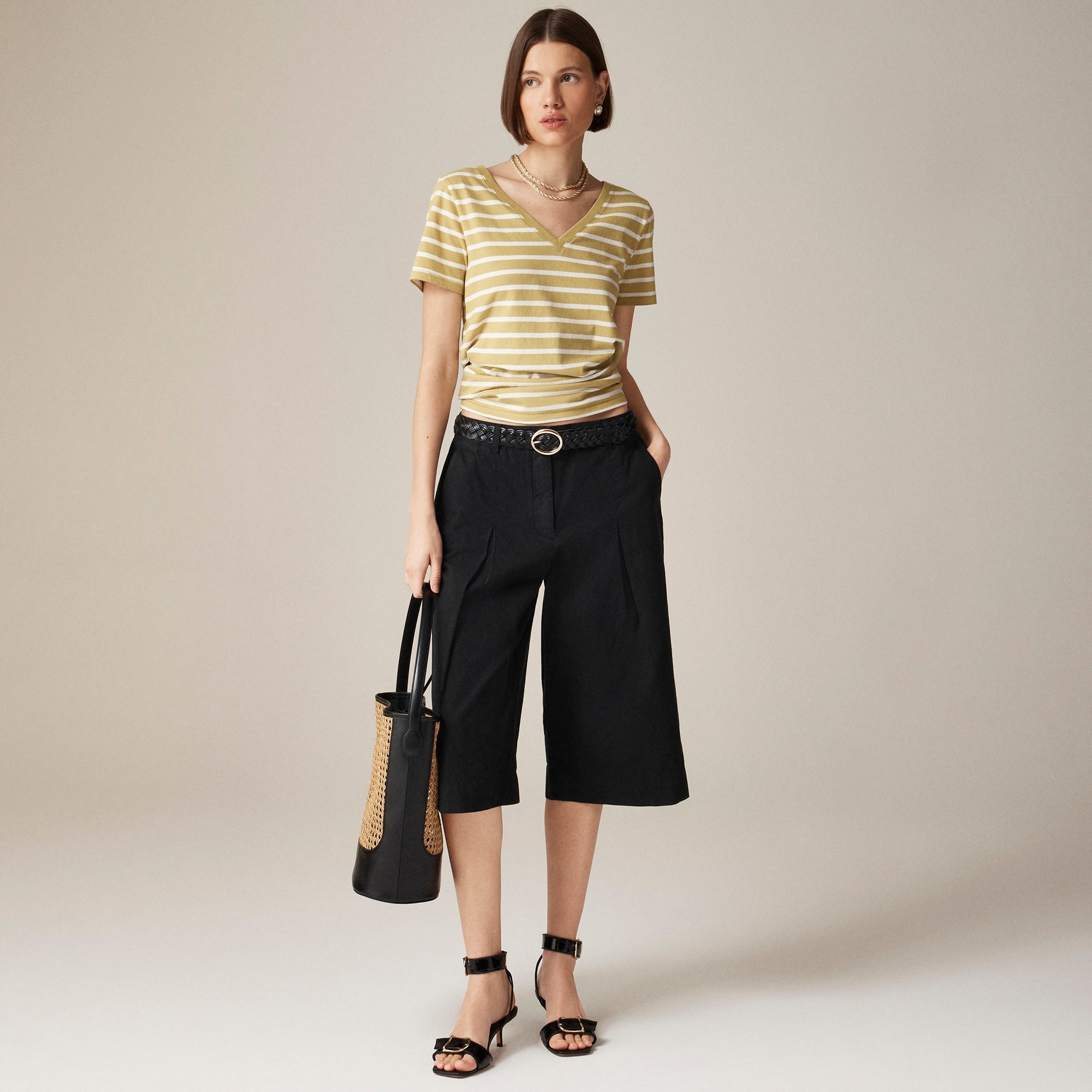 womens Vintage jersey classic-fit V-neck T-shirt in stripe