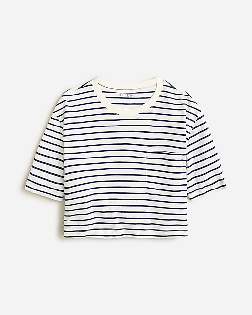 womens Vintage jersey cropped T-shirt in stripe