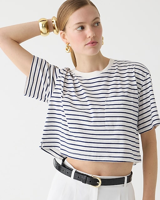 womens Vintage jersey cropped T-shirt in stripe