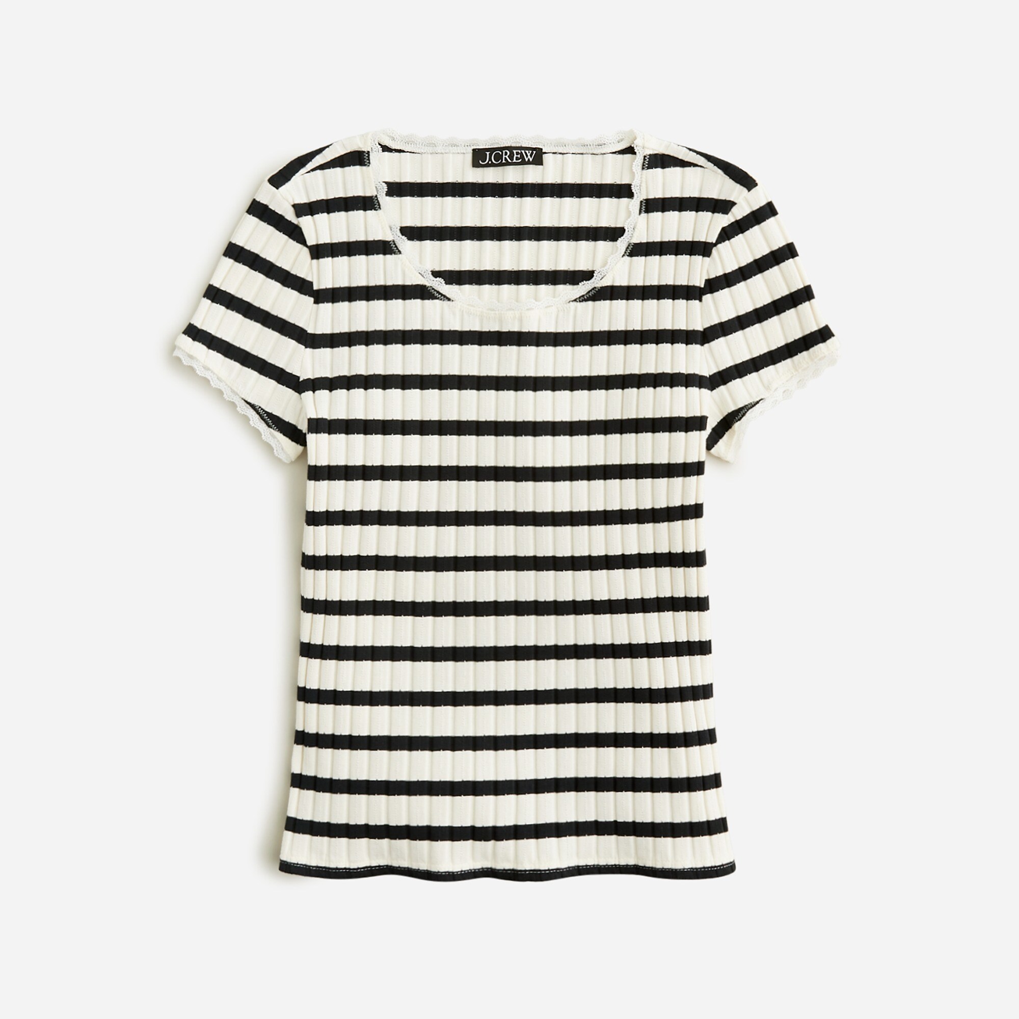 Pointelle short-sleeve T-shirt in stripe