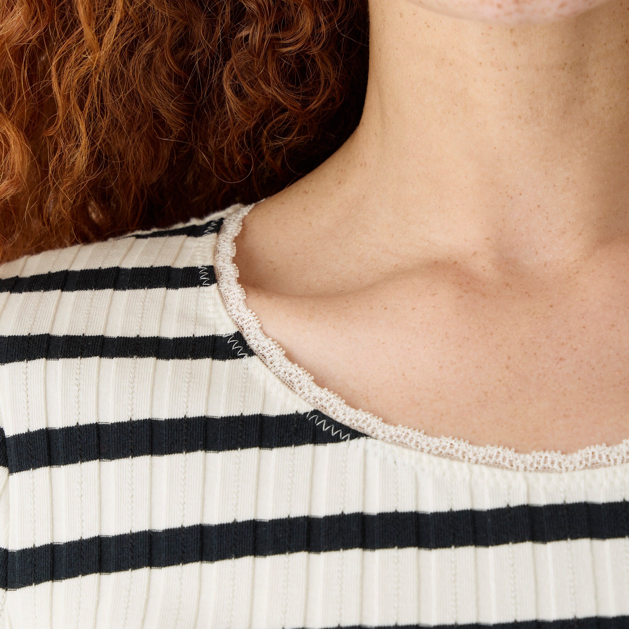 Pointelle short-sleeve T-shirt in stripe - image 4