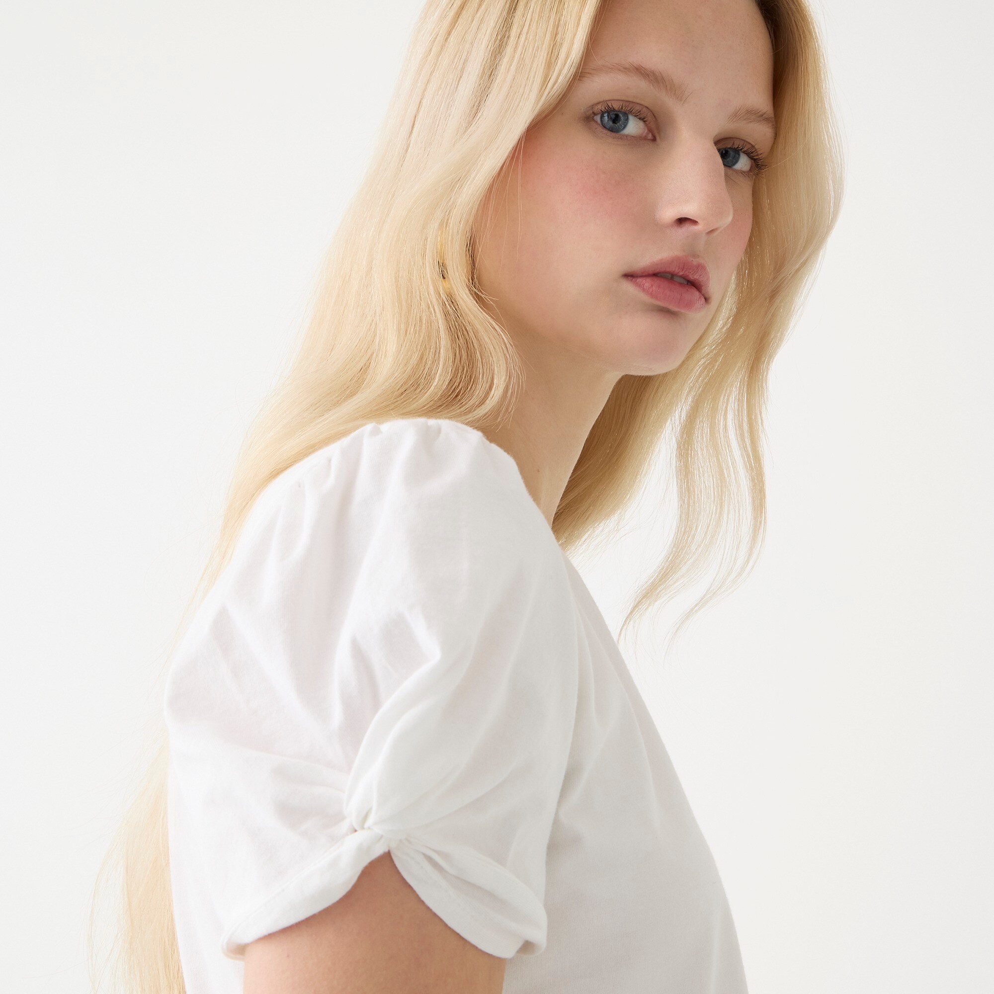 Broken-in jersey puff-sleeve T-shirt
